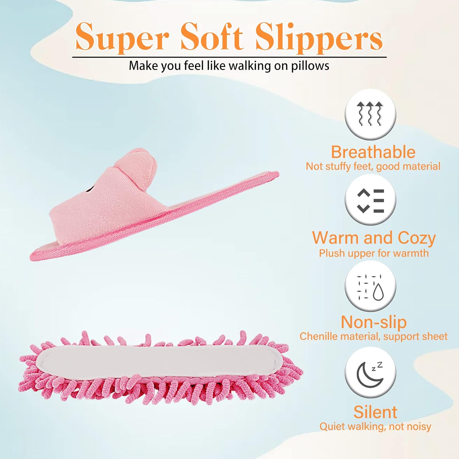 1 Pair Detachable Mop Slippers Shoes Microfiber Chenille Soft Comfortable Dust Dirt Hair Cleaner - Image 5