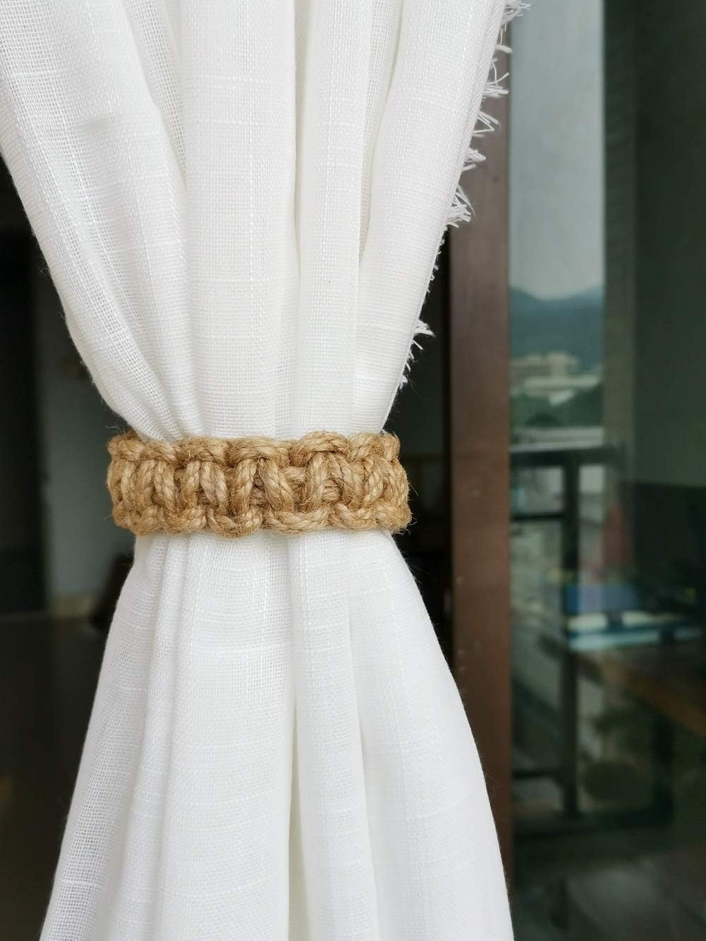 Braided Curtain Tiebacks for Drapes, Rustic Curtain holdbacks Set of 4, Handmade Curtain Ties for Sheer/Light Weight Drapes - Image 5
