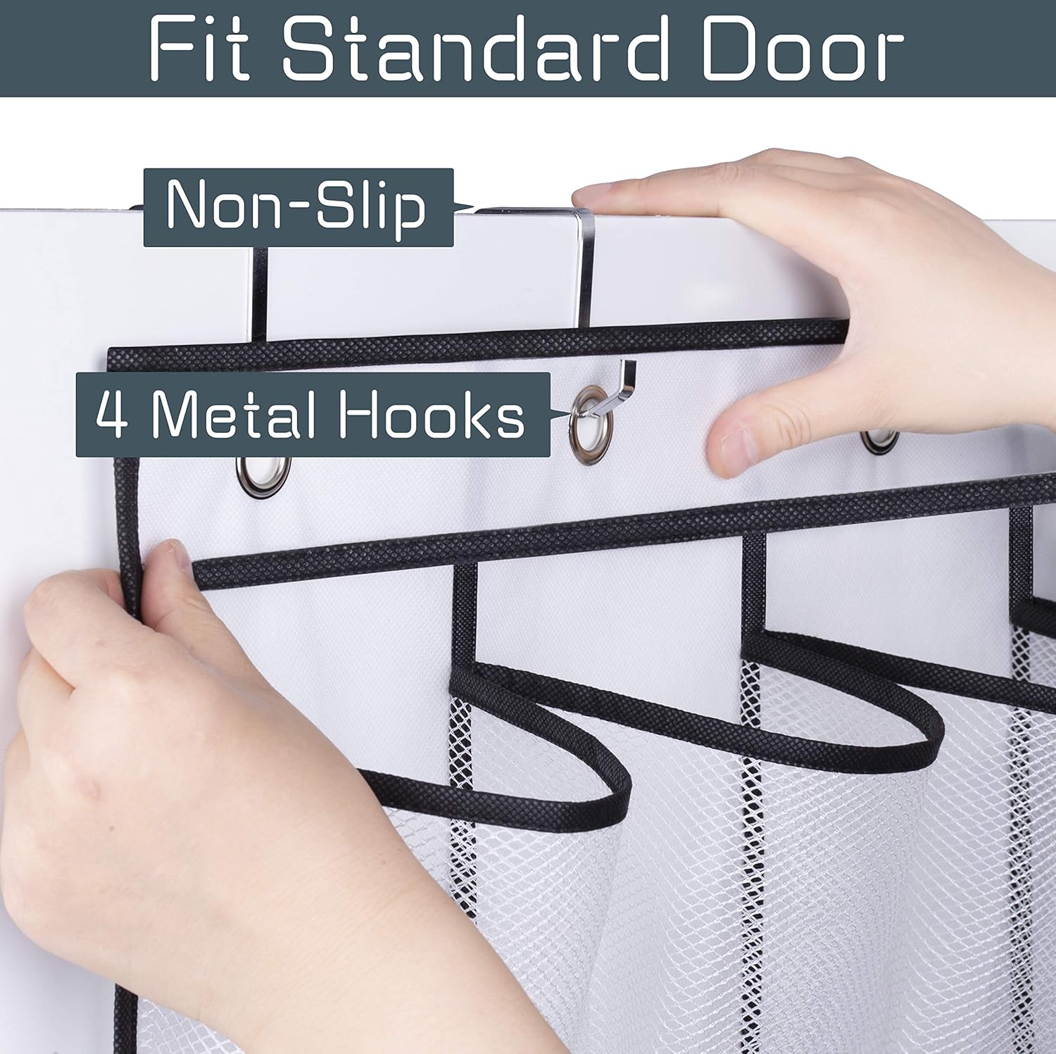 28 Large Mesh Pockets Over The Door Shoe Rack, Hanging Shoe Organizer for Closet Hanging Shoe Rack Holder Hanger, White - Image 4