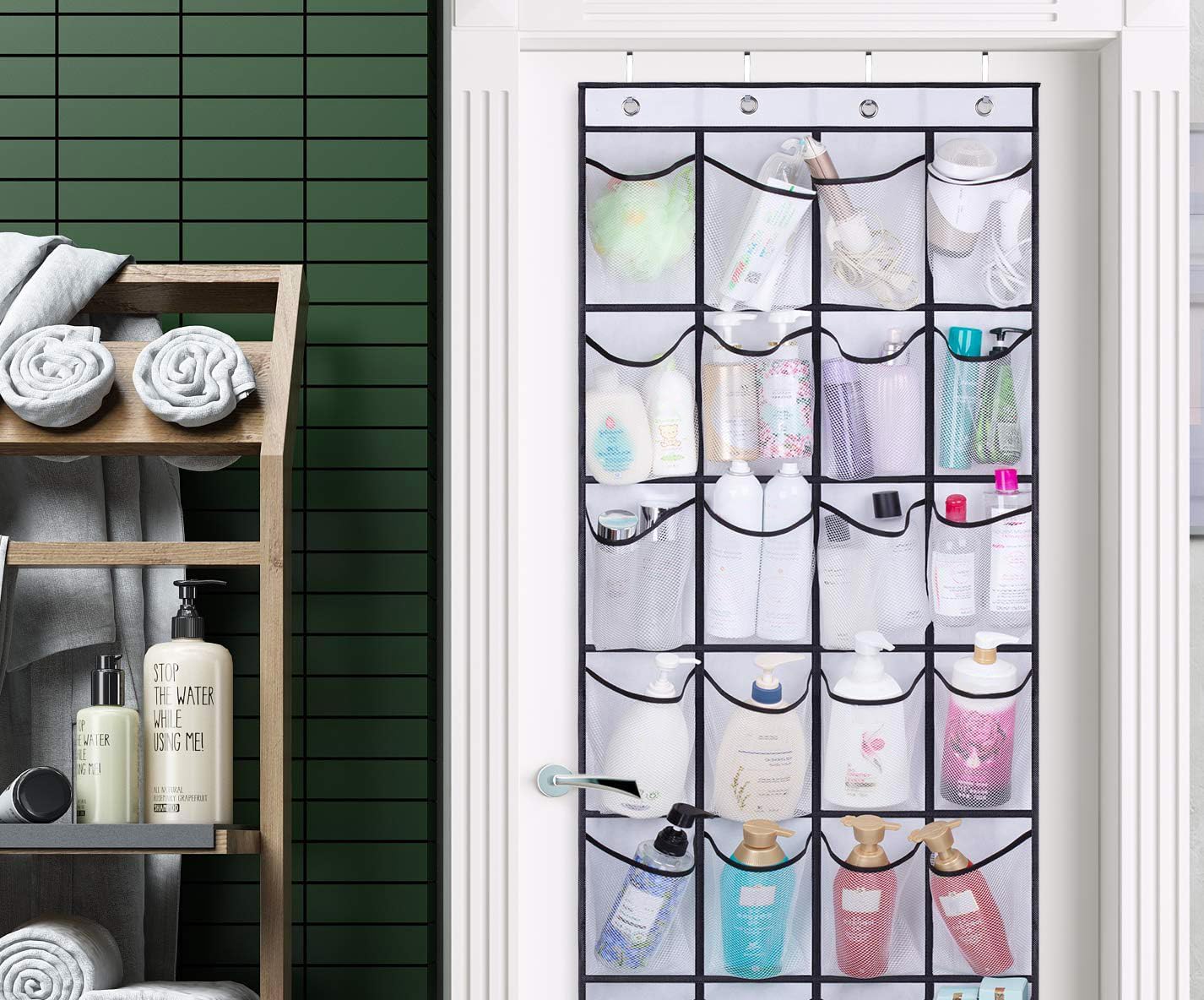 28 Large Mesh Pockets Over The Door Shoe Rack, Hanging Shoe Organizer for Closet Hanging Shoe Rack Holder Hanger, White - Image 6