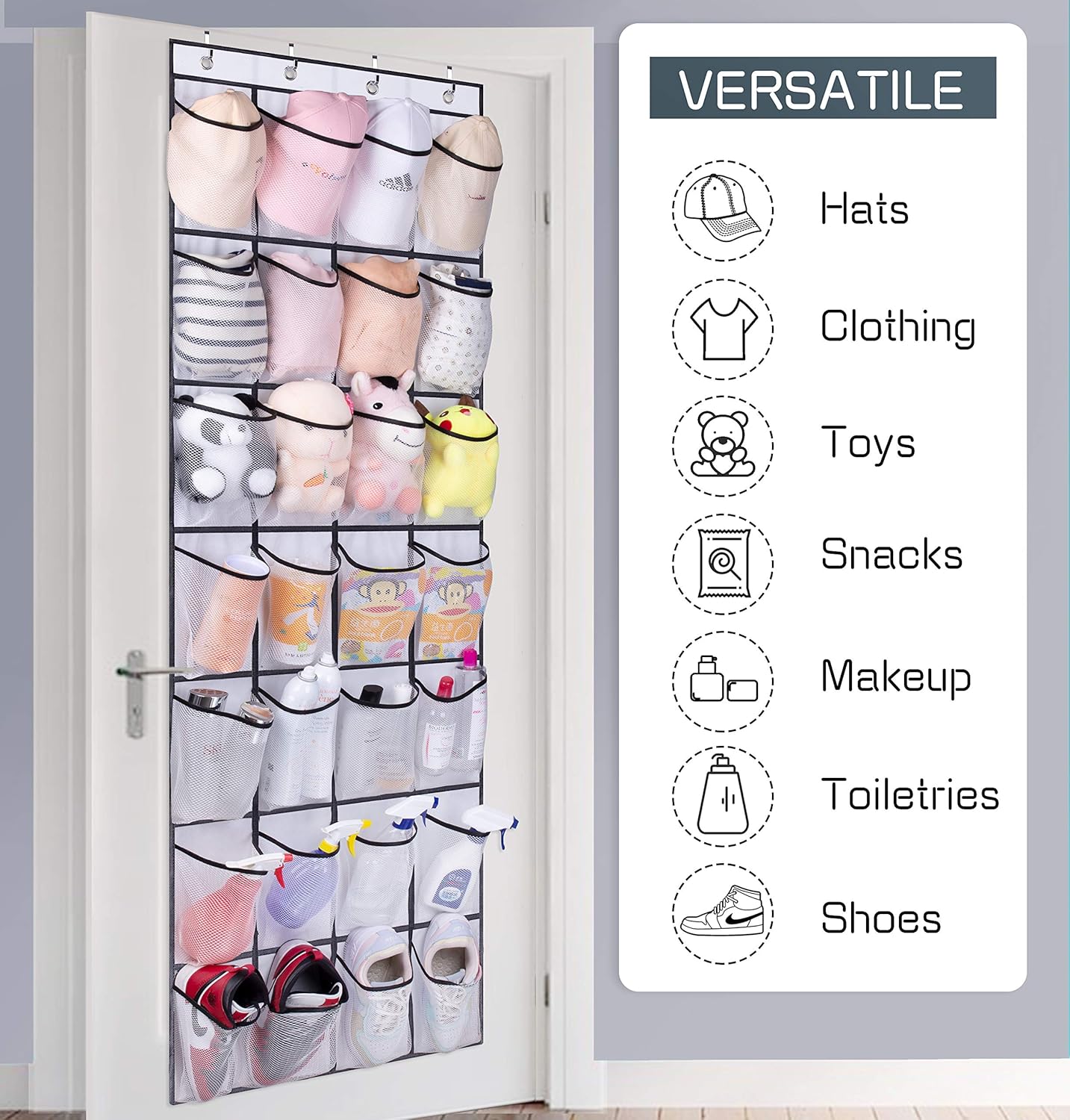 28 Large Mesh Pockets Over The Door Shoe Rack, Hanging Shoe Organizer for Closet Hanging Shoe Rack Holder Hanger, White - Image 7