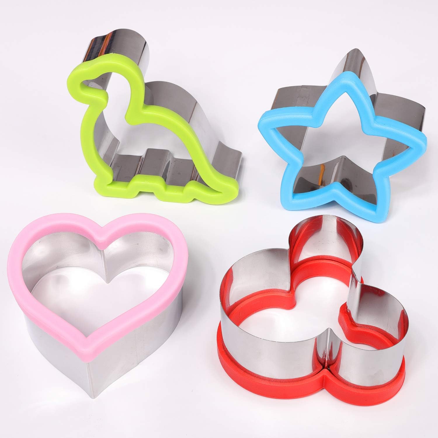 Stainless Steel Sandwiches Cutter Set, Dinosaur & Heart & Star Shapes Sandwiches Cutter Cookie Cutter -Food Grade Cookie Cutter Mold for Kids (Big+Medium, 8pack) - Image 4