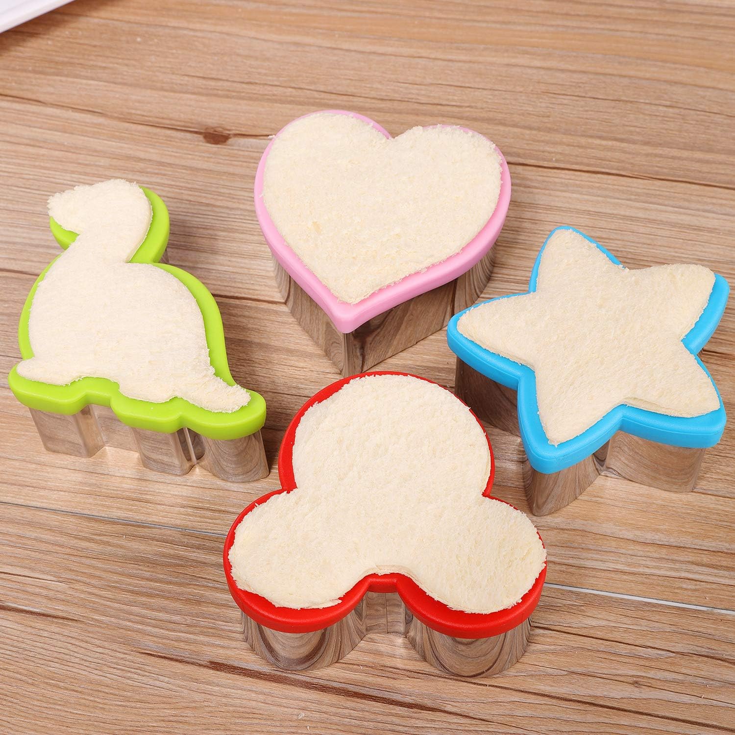 Stainless Steel Sandwiches Cutter Set, Dinosaur & Heart & Star Shapes Sandwiches Cutter Cookie Cutter -Food Grade Cookie Cutter Mold for Kids (Big+Medium, 8pack) - Image 5