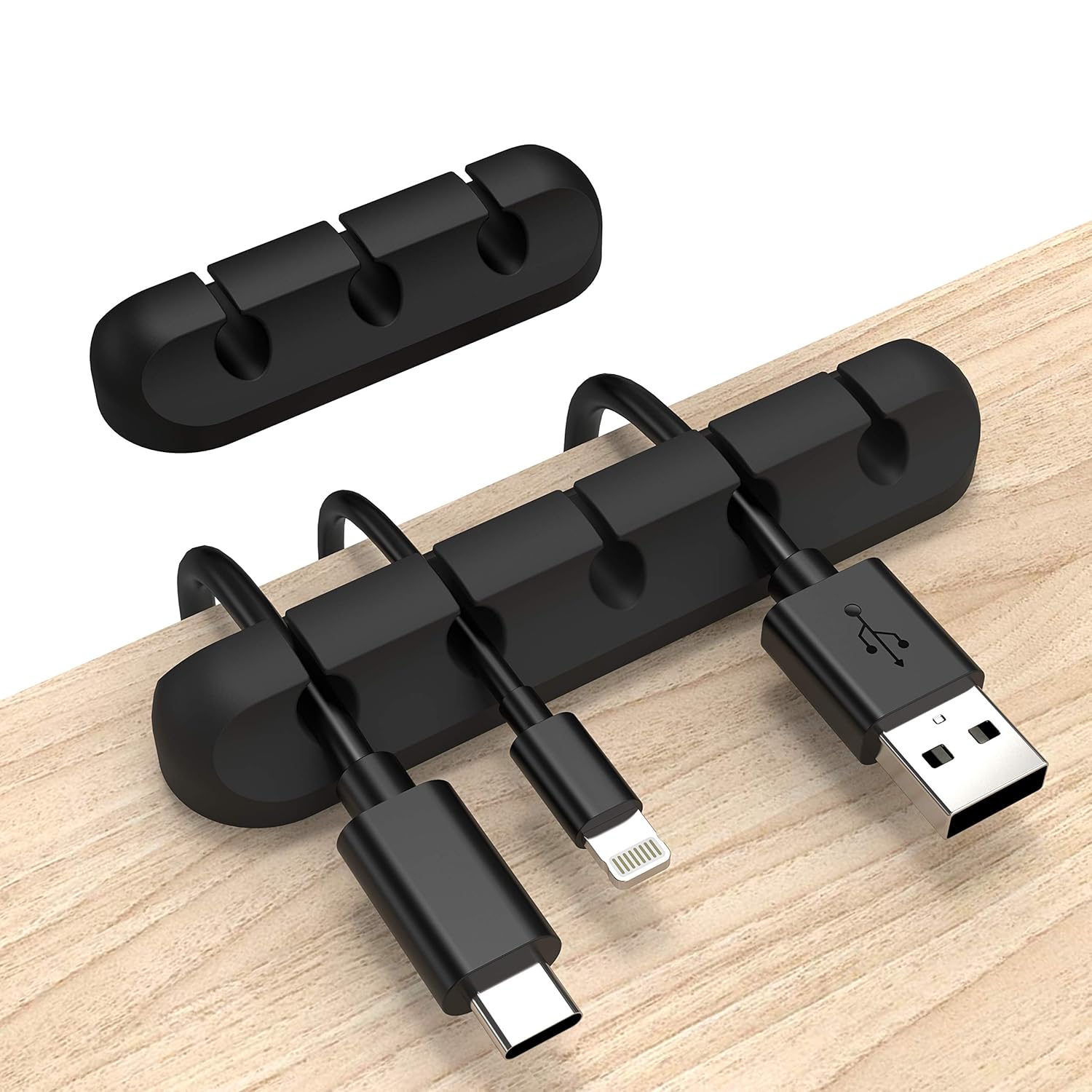 Adhesive Cable Clips, Cord Holder Cable Management, Cord Organizer USB Cable Power Wire/Cord, 2 Packs Cable Organizer for Car Home and Office (5, 3 Slots) - Image 1