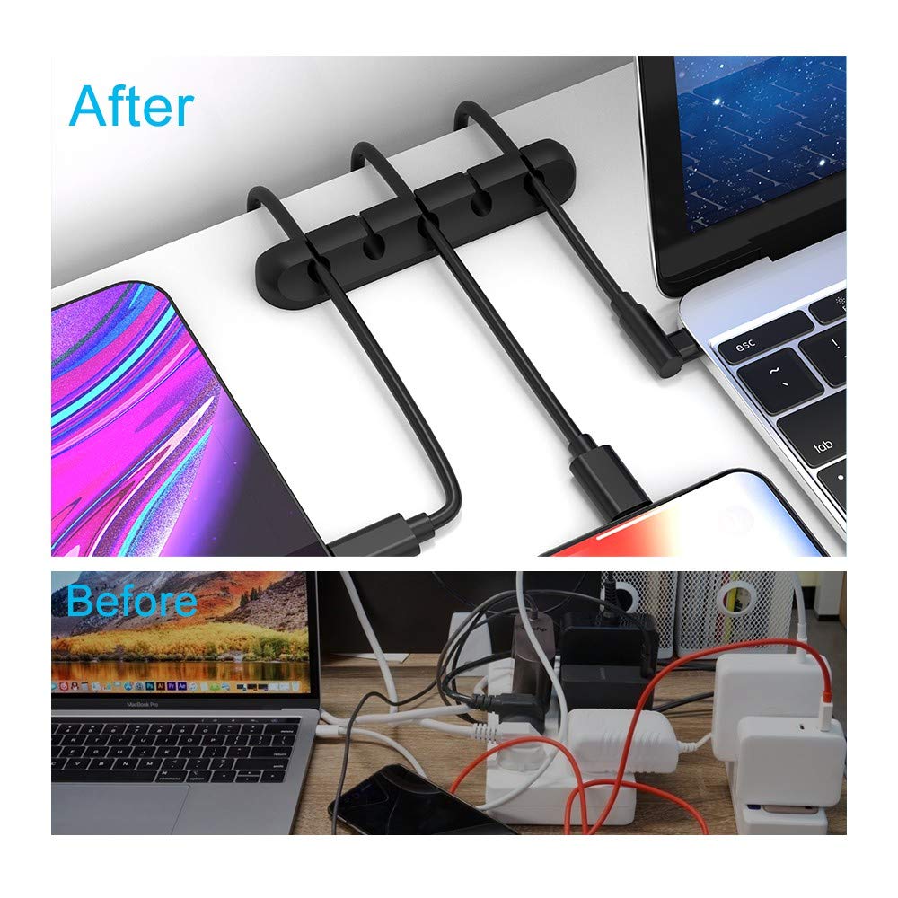 Adhesive Cable Clips, Cord Holder Cable Management, Cord Organizer USB Cable Power Wire/Cord, 2 Packs Cable Organizer for Car Home and Office (5, 3 Slots) - Image 2