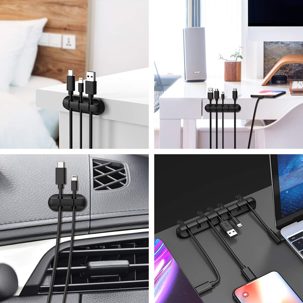 Adhesive Cable Clips, Cord Holder Cable Management, Cord Organizer USB Cable Power Wire/Cord, 2 Packs Cable Organizer for Car Home and Office (5, 3 Slots) - Image 4