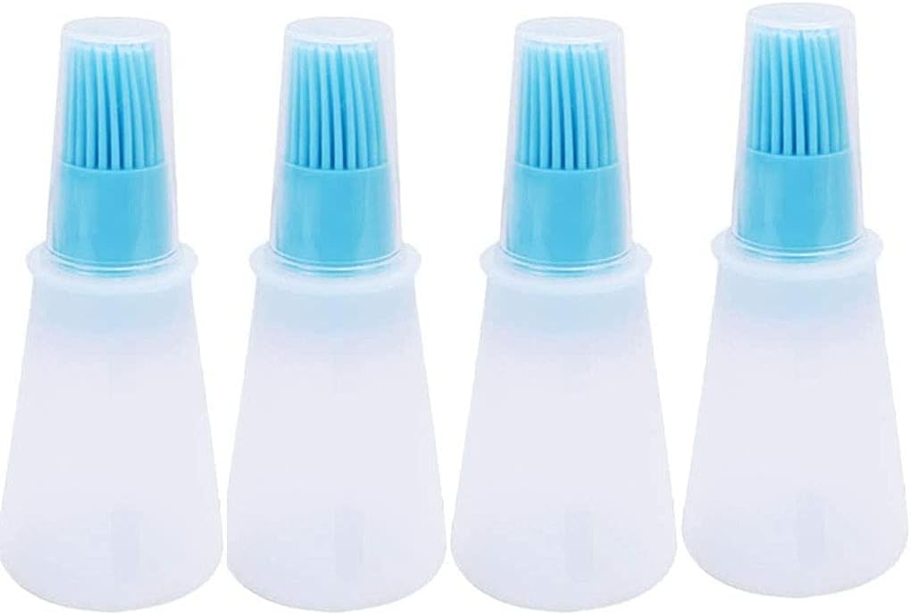Silicone Oil bottle brush，BBQ/Pastry Basting Brushes,Silicone Cooking Grill Barbecue Baking Pastry Oil/Honey/Sauce Bottle Brush (4 PCS,blue) - Image 1