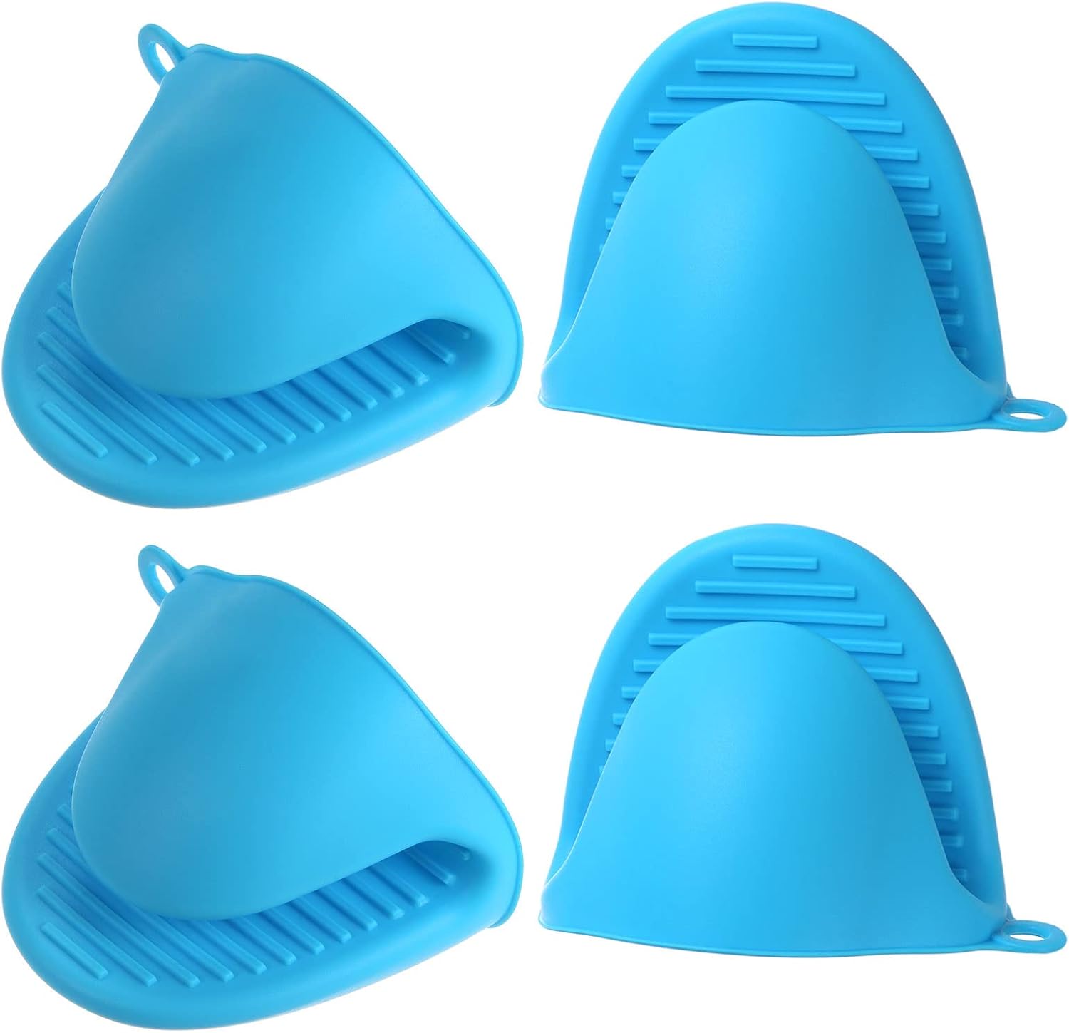 4pcs Thickened Mini Oven Gloves, Heat Resistant Silicone Oven Mitts Finger Pinch Grips Pot Holder for Kitchen, Cooking, Baking, BBQ Heat Resistant Gloves, Blue - Image 1