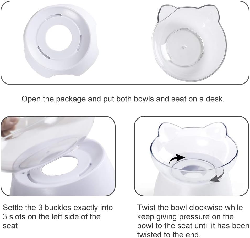 Anti Spill Tilted Cat Food Bowls, Whisker Fatigue Elevated Bowls Set for Cat and Puppy, Pet Bowl Holds About 1 Cup of Pet Food - Image 4
