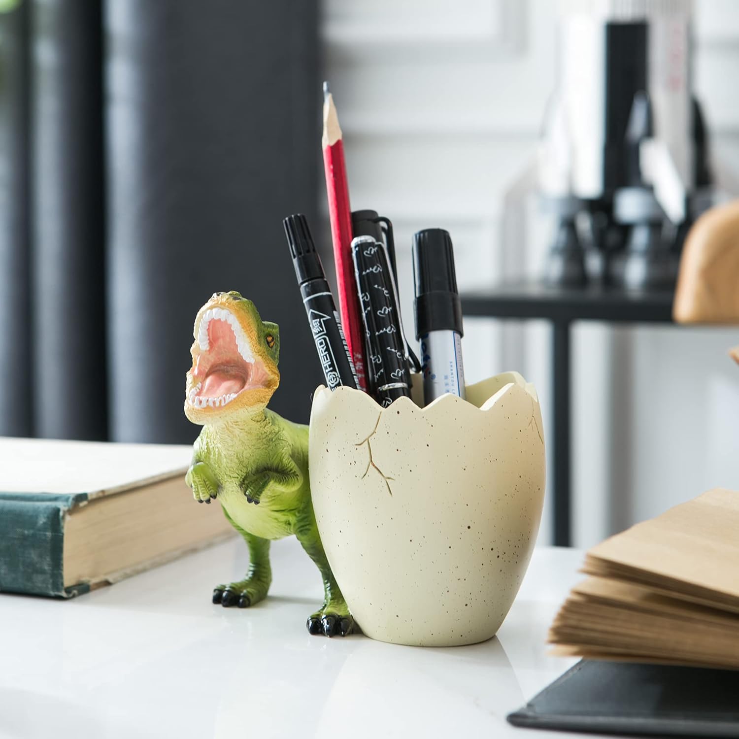 Dinosaur Pen Holder for Desk, Pencil Holder, Cute Fashion Desk Organizers and Accessories, Office Supplies Idea Gift for Women and Kids - Image 2