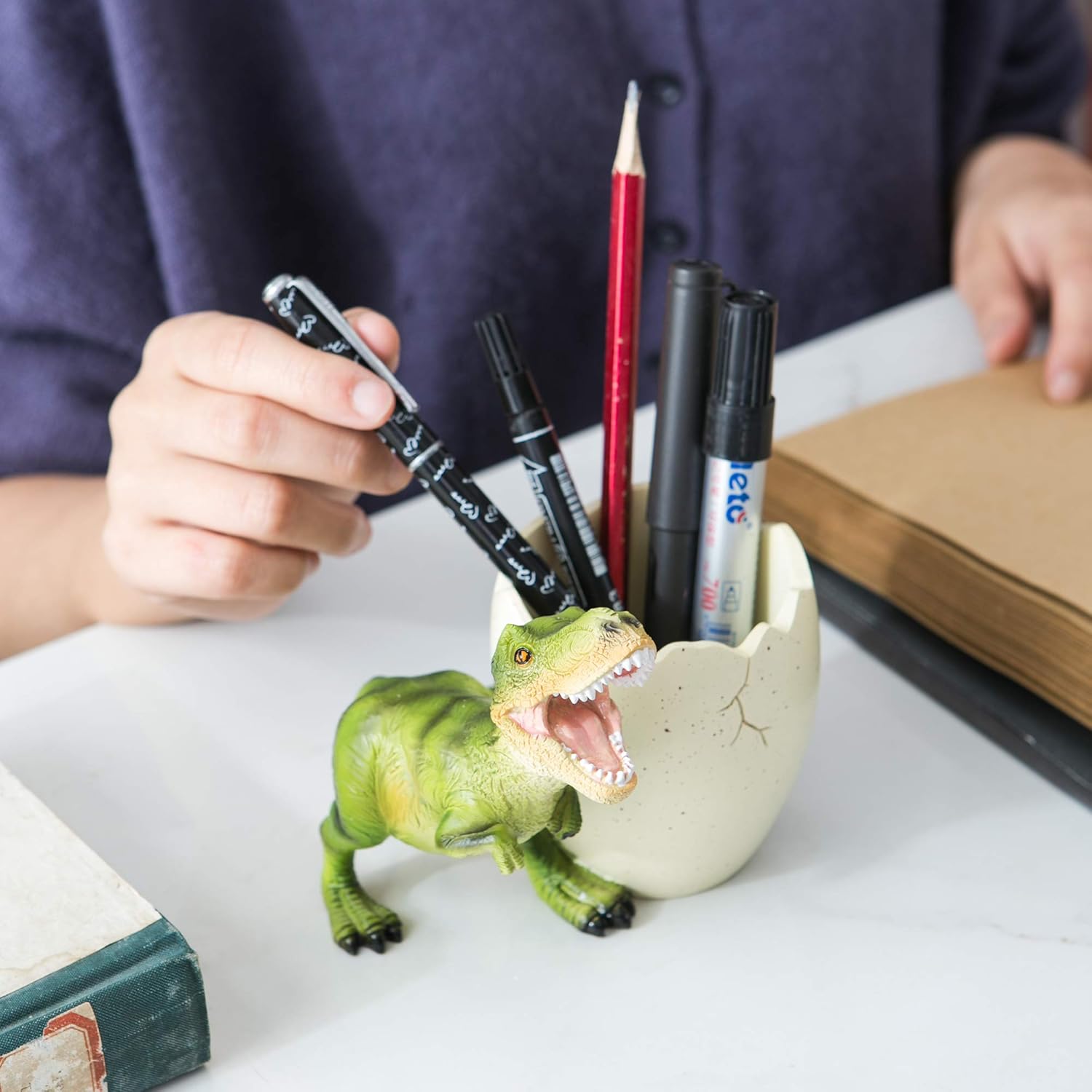 Dinosaur Pen Holder for Desk, Pencil Holder, Cute Fashion Desk Organizers and Accessories, Office Supplies Idea Gift for Women and Kids - Image 7