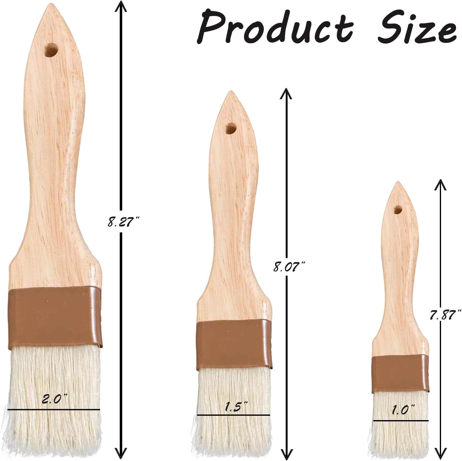 Pastry Brush for Baking Cooking Kitchen, Hardwood Handle Basting Brush for Spreading Oil BBQ Grilling Sauce Baster Marinade - Image 3