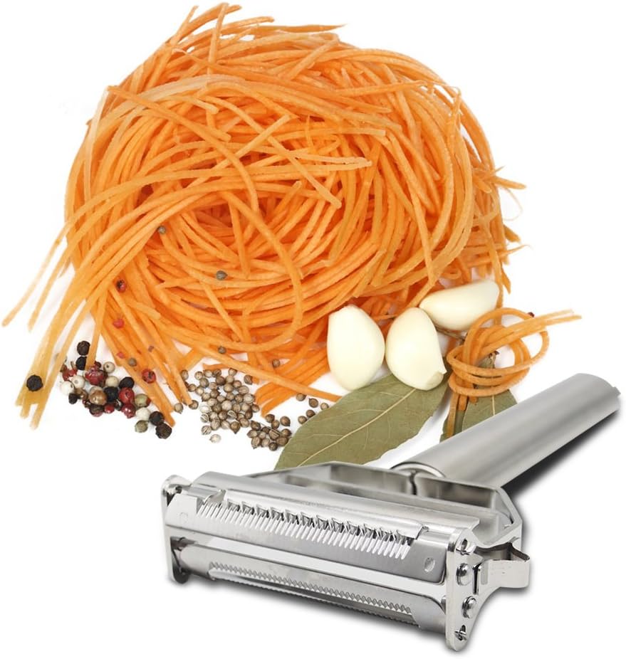 DenSan KG1009 Stainless Steel Julienne Peeler & Vegetable Peeler Multifunction Double-sided Blade Vegetable Cutter and Fruit Slicer Dual Blade(Silver) - Image 4