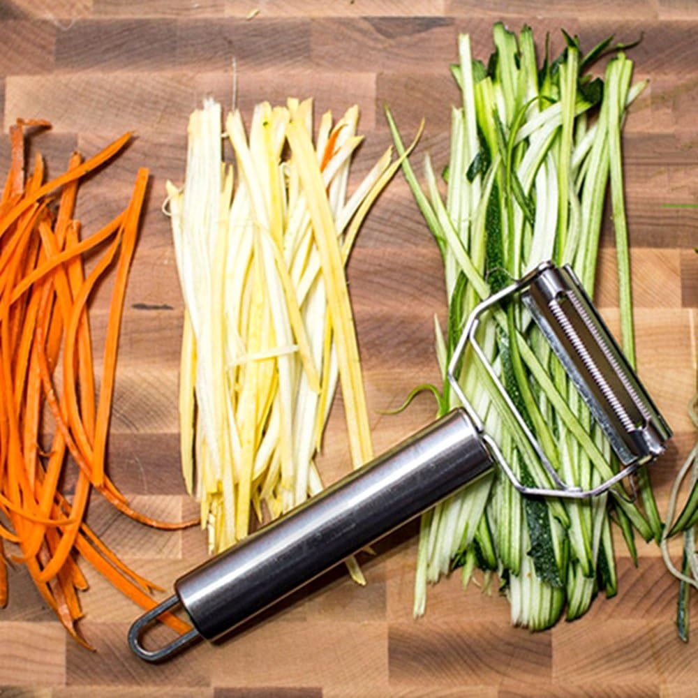DenSan KG1009 Stainless Steel Julienne Peeler & Vegetable Peeler Multifunction Double-sided Blade Vegetable Cutter and Fruit Slicer Dual Blade(Silver) - Image 6