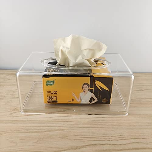 Facial Tissue Box Cover Holder- Rectangle Organizer for Bathroom Vanity, Countertops, Tables, Clear Acrylic - Image 5