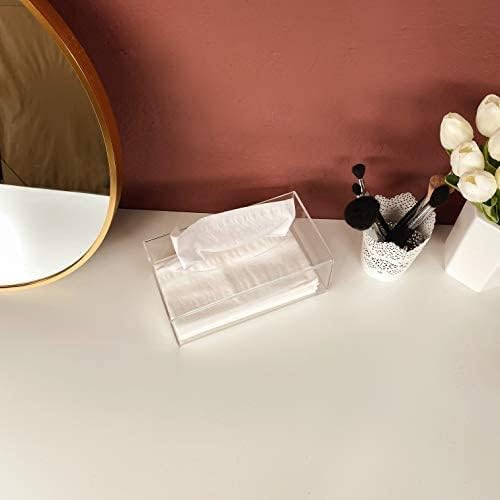 Facial Tissue Box Cover Holder- Rectangle Organizer for Bathroom Vanity, Countertops, Tables, Clear Acrylic - Image 6