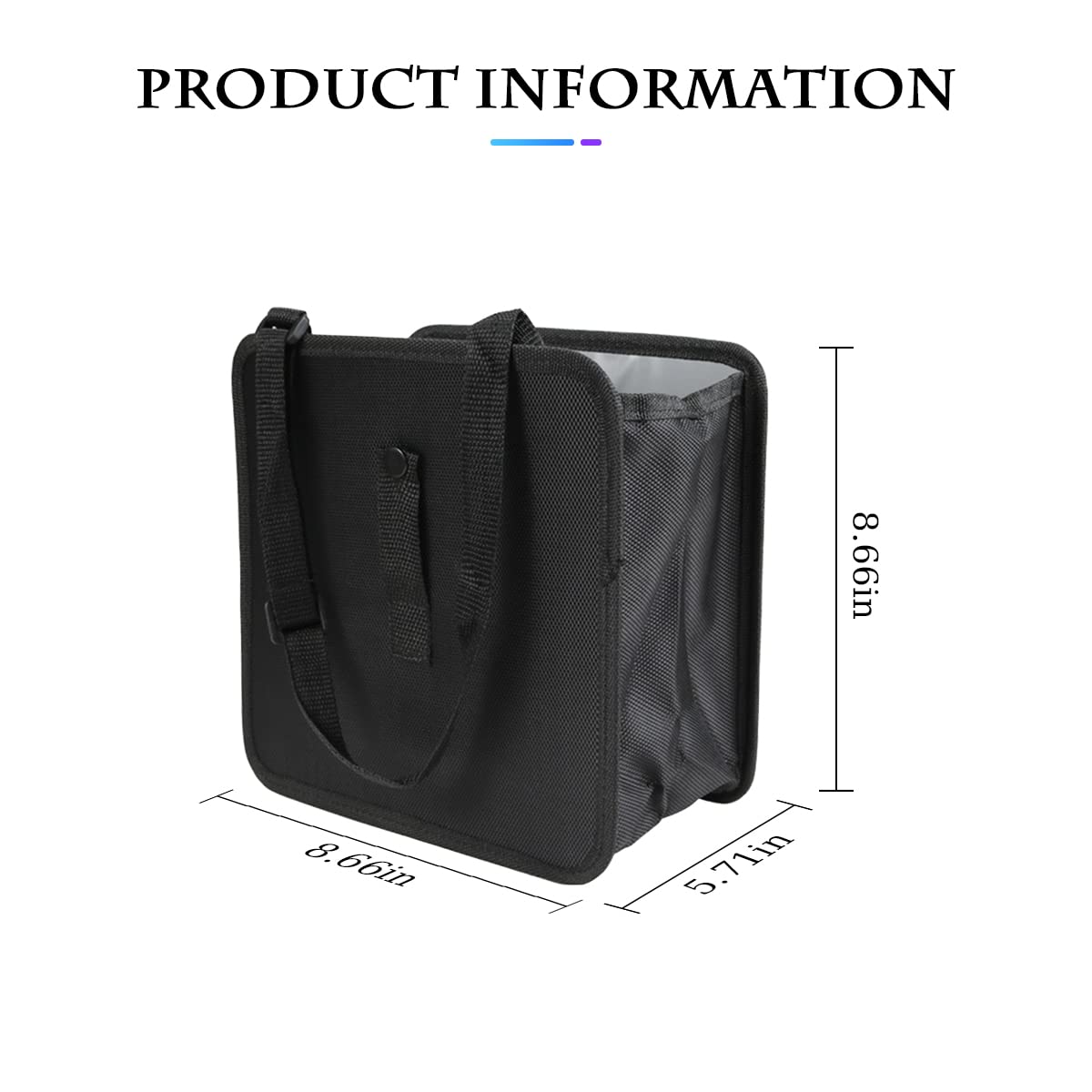 Foldable Car Trash Can, 1.85 Gallons Hanging Waterproof Leakproof Trash Can Storage Bag for Car with Large Capacity, Car Interior Accessories (Black, Small) - Image 2