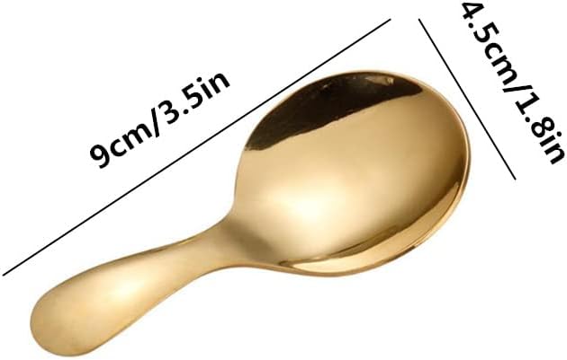 3pcs Stainless Steel Mini Scoop for Canisters with Short Handle, Gold Mini Feed Spoon for Ice Cream Melon Baller, Short Handle Spoon for Tea Sugar Salt Condiments Dessert - Image 2