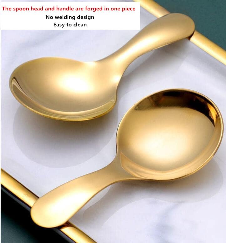 3pcs Stainless Steel Mini Scoop for Canisters with Short Handle, Gold Mini Feed Spoon for Ice Cream Melon Baller, Short Handle Spoon for Tea Sugar Salt Condiments Dessert - Image 3