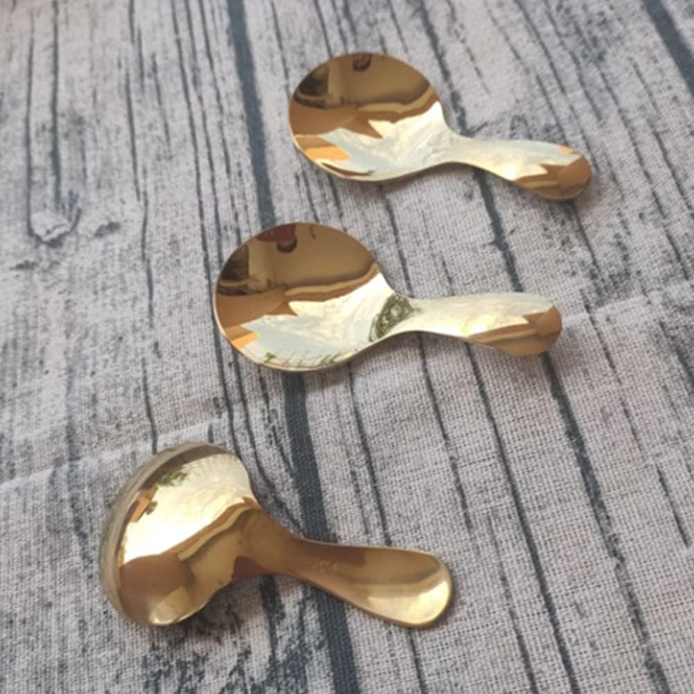 3pcs Stainless Steel Mini Scoop for Canisters with Short Handle, Gold Mini Feed Spoon for Ice Cream Melon Baller, Short Handle Spoon for Tea Sugar Salt Condiments Dessert - Image 4