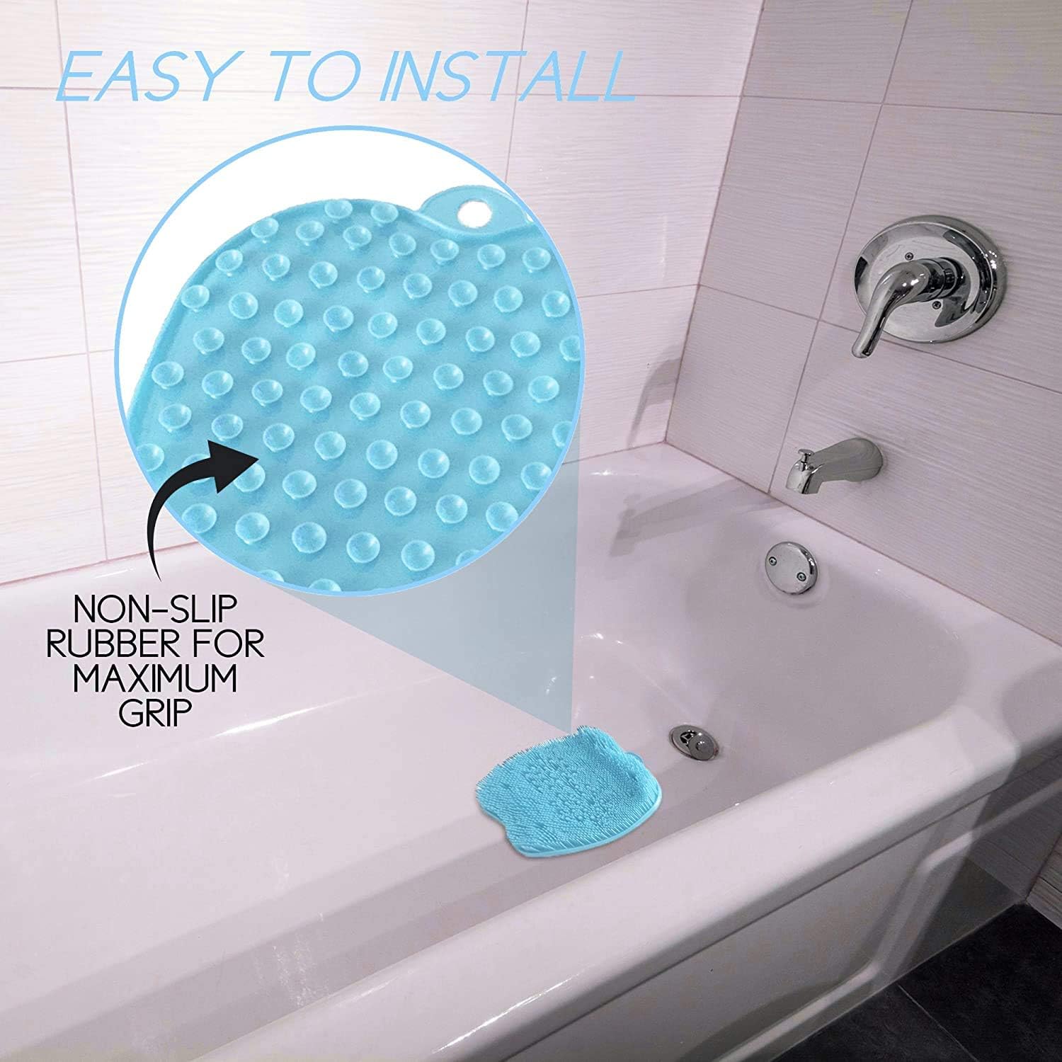 Foot Shower Massager Scrubber with Non Slip Suction Cups, Feet Exfoliation Cleaner Mat for Foot Massage Clean Improve Circulation Reduce Pain - Image 6