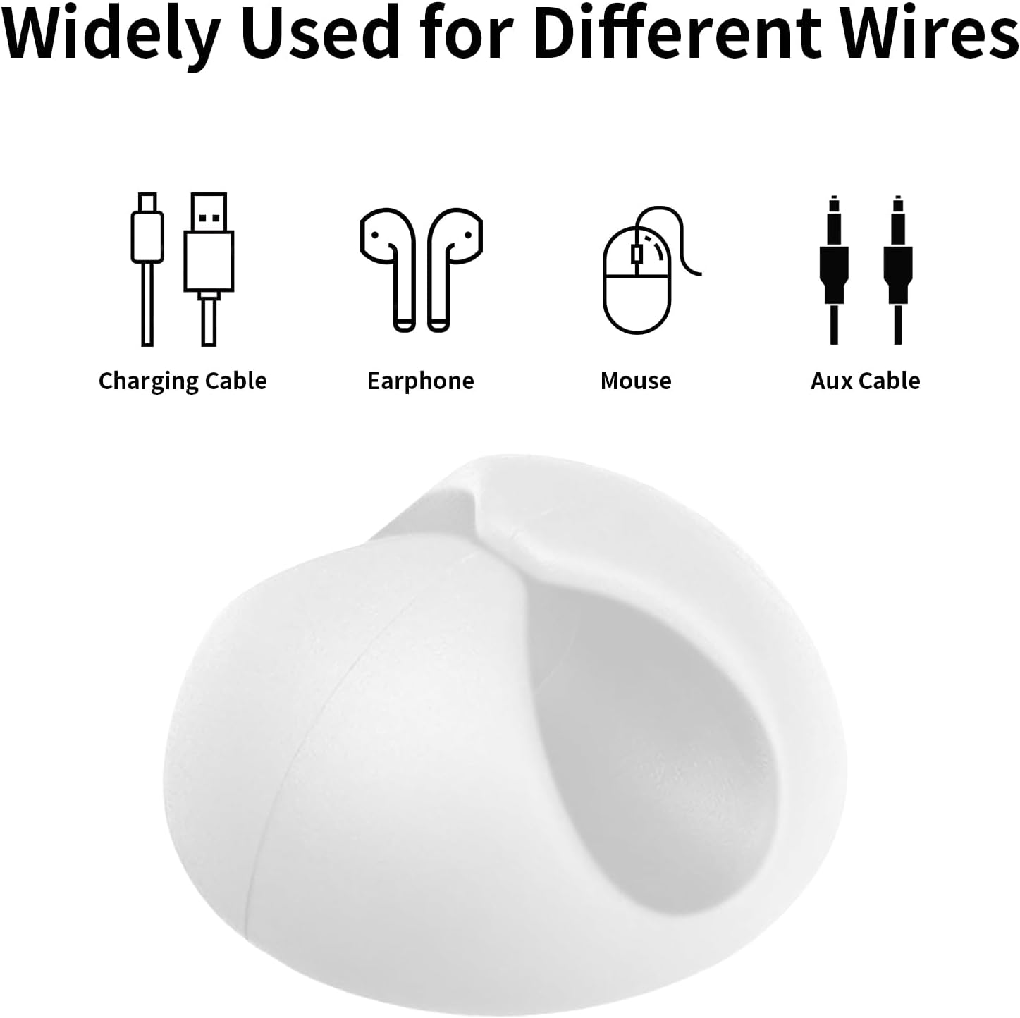 Cord Holder Cable Clips, 12PCS White Adhesive Cord Organizer Charger Holder Wire Management Keeper for Nightstand, Desk, Office or Mouse - Image 3