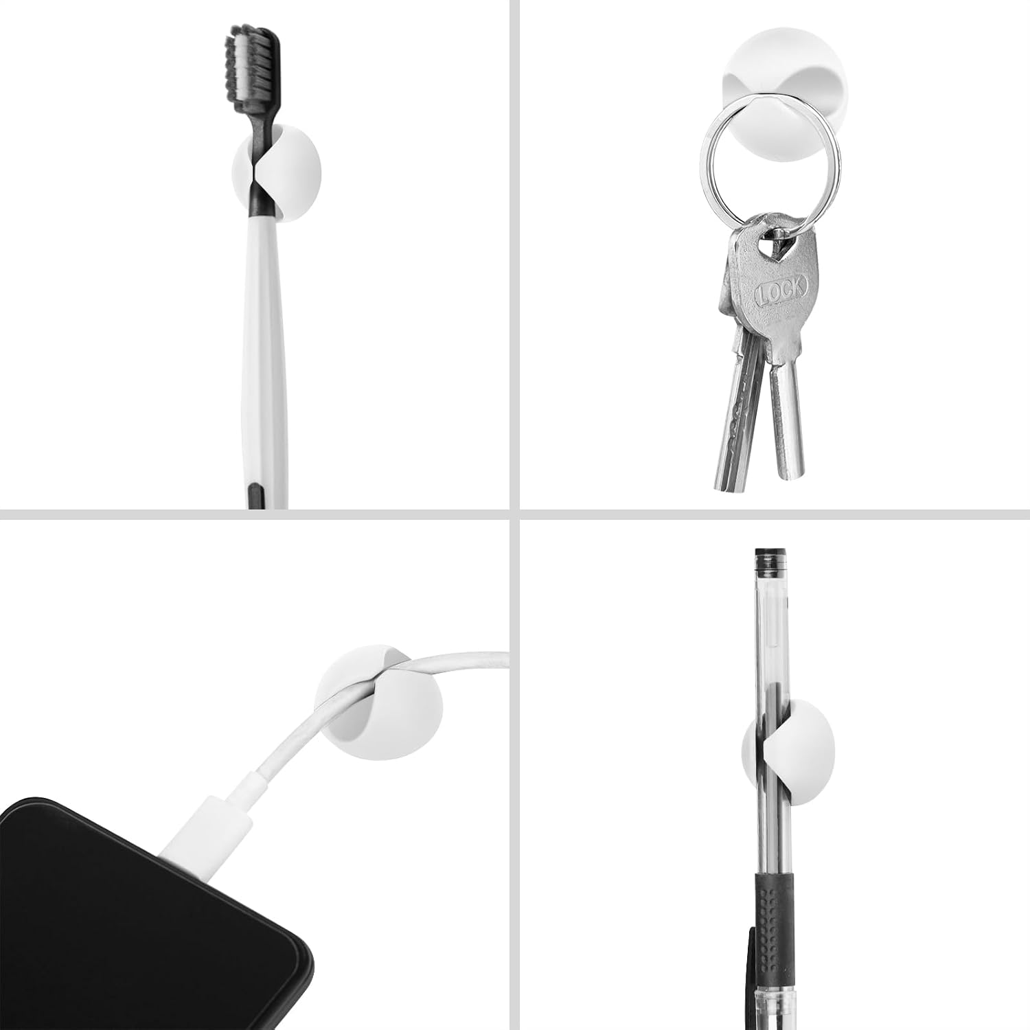 Cord Holder Cable Clips, 12PCS White Adhesive Cord Organizer Charger Holder Wire Management Keeper for Nightstand, Desk, Office or Mouse - Image 6