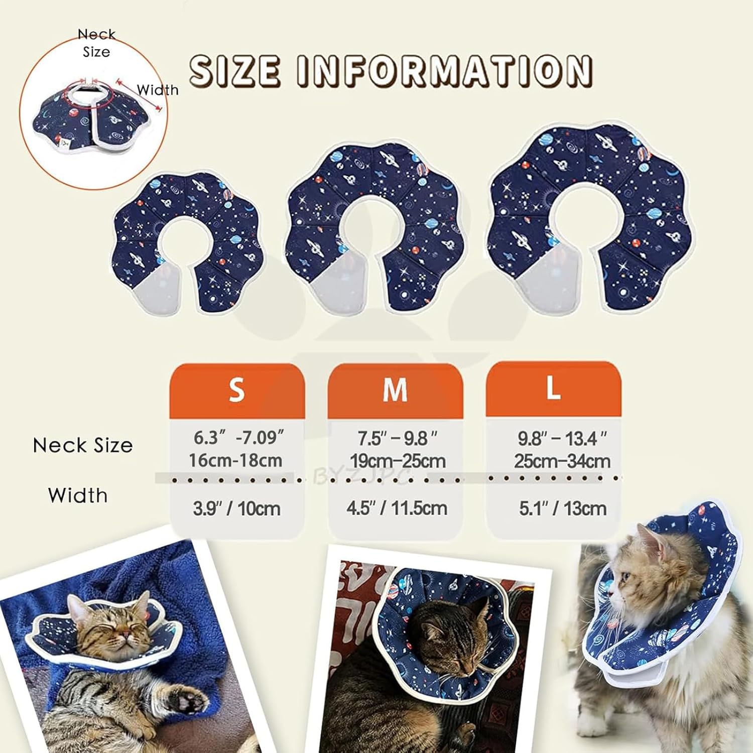 Soft Cat Recovery Collar,Adjustable Cat Cone,Cat Protective Cone Collar After Surgery,for Cats (Starry Sky, M) - Image 6
