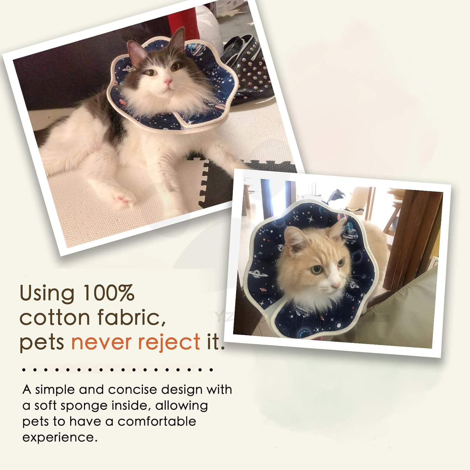 Soft Cat Recovery Collar,Adjustable Cat Cone,Cat Protective Cone Collar After Surgery,for Cats (Starry Sky, M) - Image 8