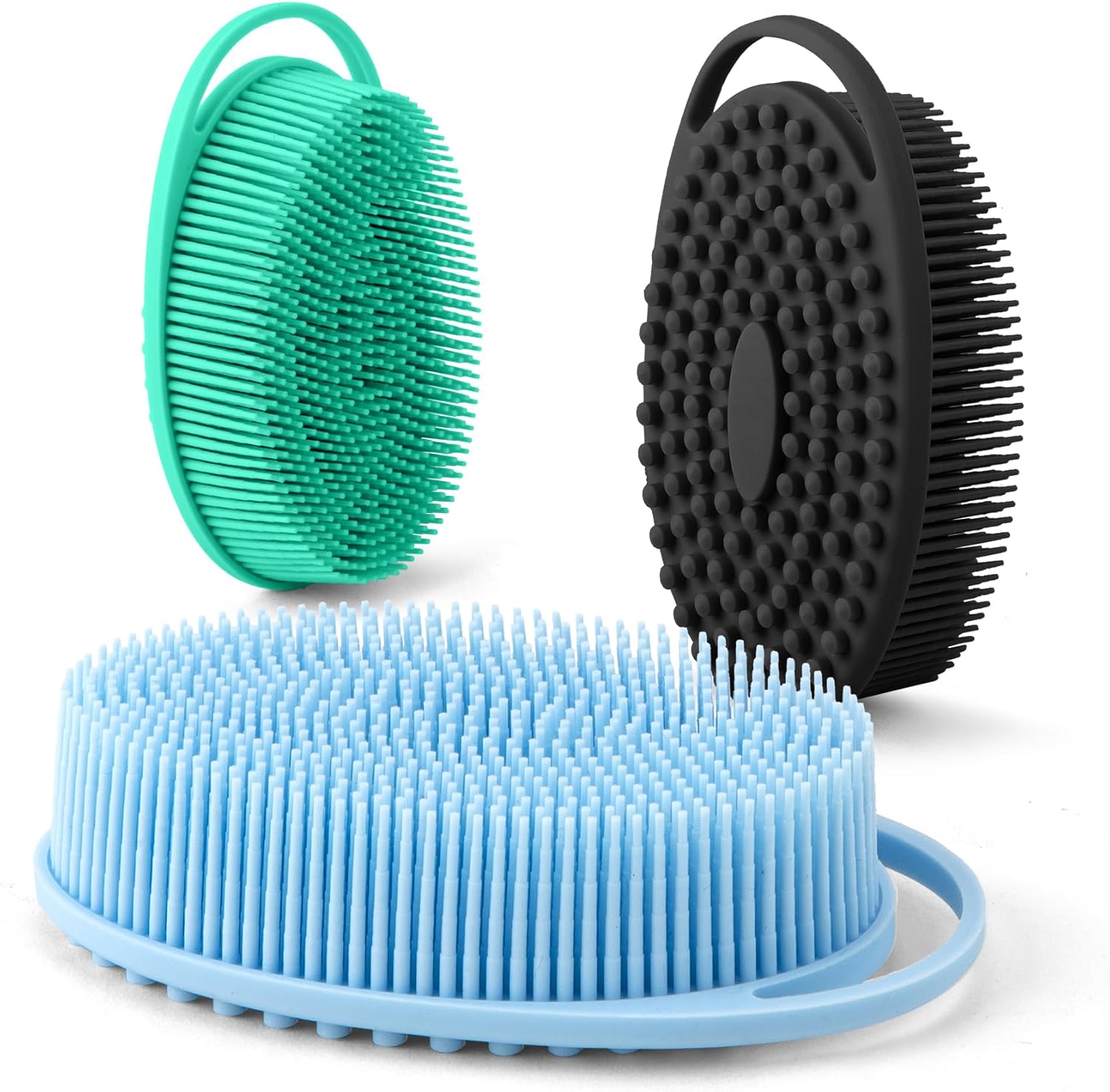 Silicone Body Scrubber, Set of 3 Soft, Exfoliating, Blood Circulation, Cleansing, Softening, All Skin Types, Manual, SKIN_CLEANING_BRUSH - Image 1