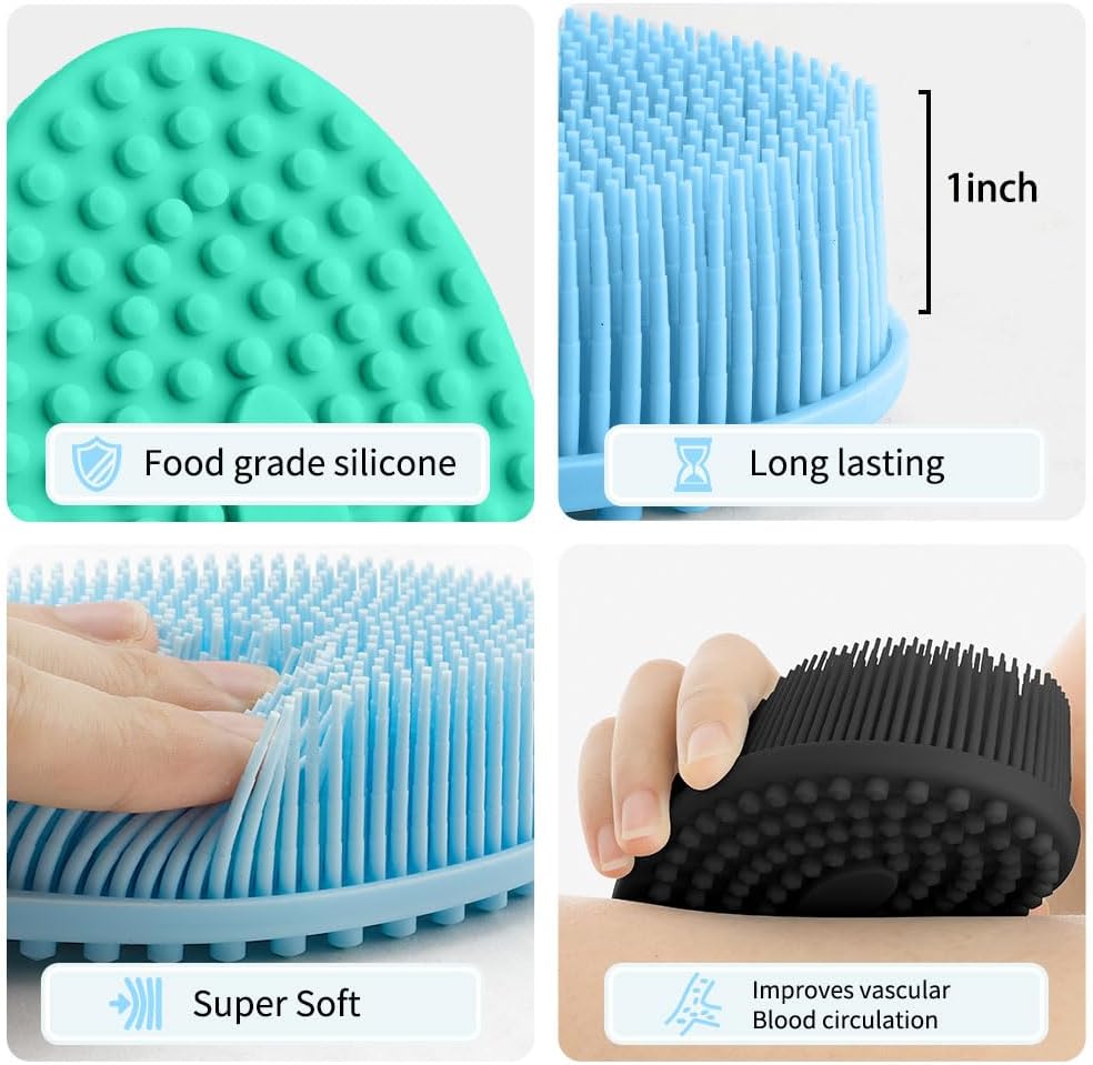 Silicone Body Scrubber, Set of 3 Soft, Exfoliating, Blood Circulation, Cleansing, Softening, All Skin Types, Manual, SKIN_CLEANING_BRUSH - Image 2