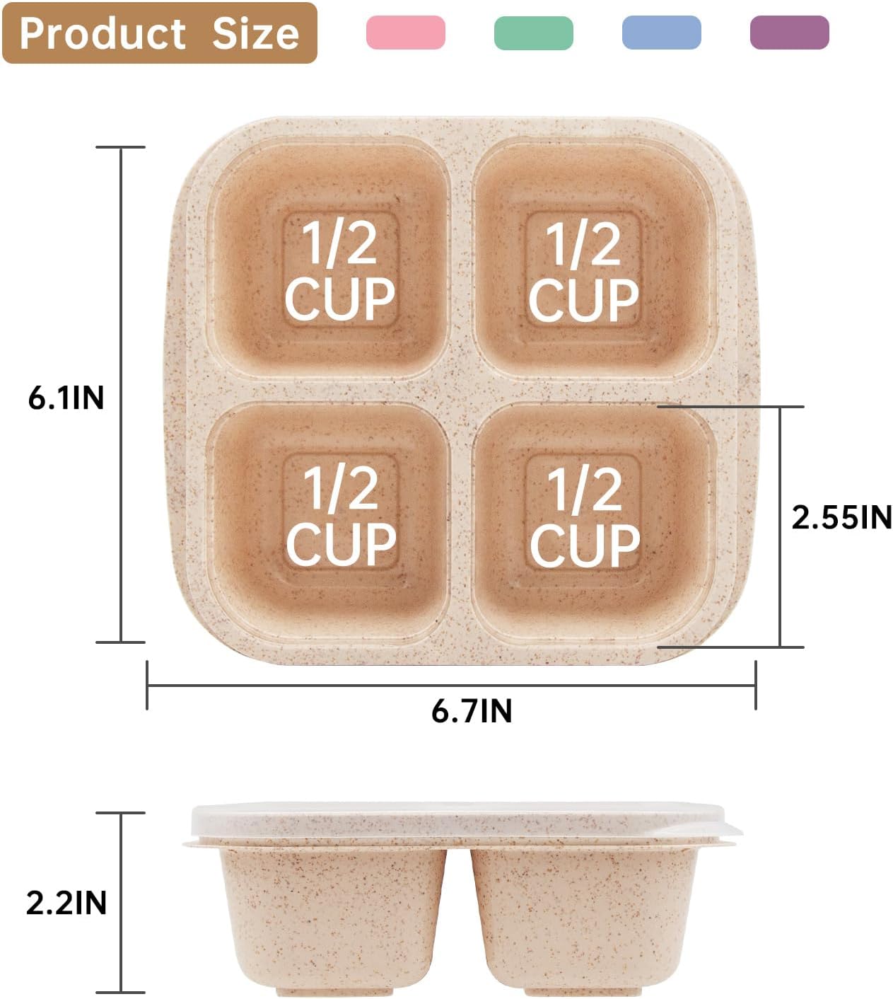 5 Pack Bento Lunch Box，4 Compartment Snack Containers，Divided Bento Snack Box，Meal Prep Lunch Containers, Lunch Box Kids/Toddle/Adults,Food Storage Containers for School, Work and Travel (5 pack) - Image 2