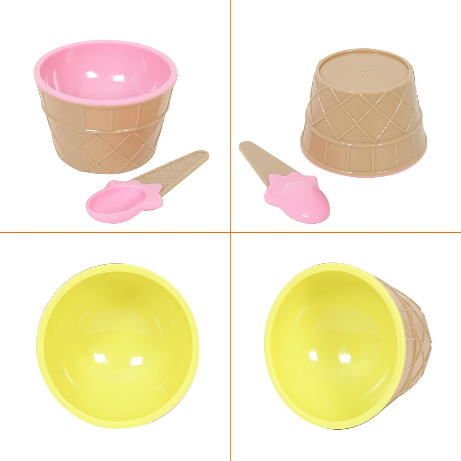 6 Pack Plastic Ice Cream Bowls with Spoons,Reusable Plastic ice Cream Cups,Cartoon Candy Colorice Cream Bowls Set for Sundae Frozen Yogurt Summer Holiday Parties - Image 5