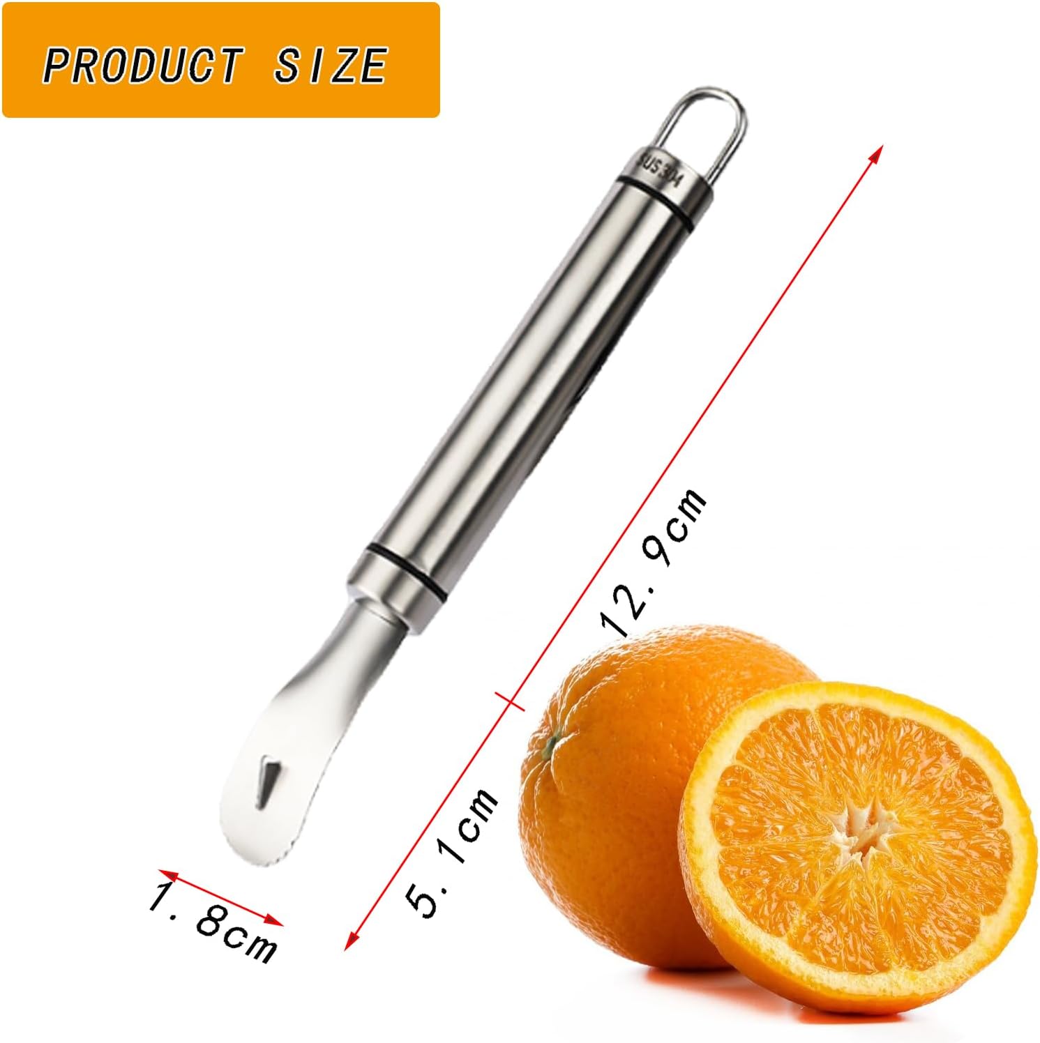 2PCS Stainless Steel Orange Peeler，Grapefruit Peeler，Easy to Peel, Long Handle Orange Citrus Peeler Tool, Triangular-Blade & Zigzag-Shovel Orange Peeler Gadget(2PCS) - Image 4