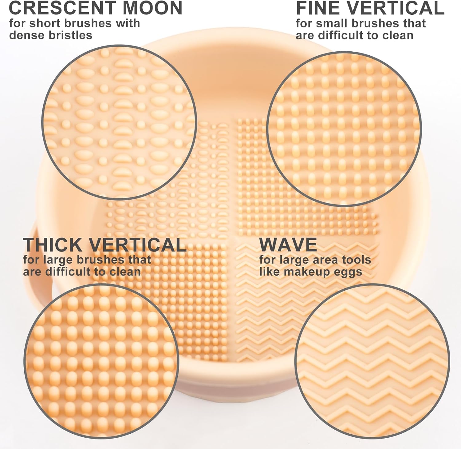 Makeup Brush Cleaner Mat 3 in 1 Silicone Makeup Brush Cleaning Bowl with Drying Holder Brush Cleaning Scrubber Tool Cosmetic Brush Cleaner with Holder for Storage Stand (Pink) - Image 3