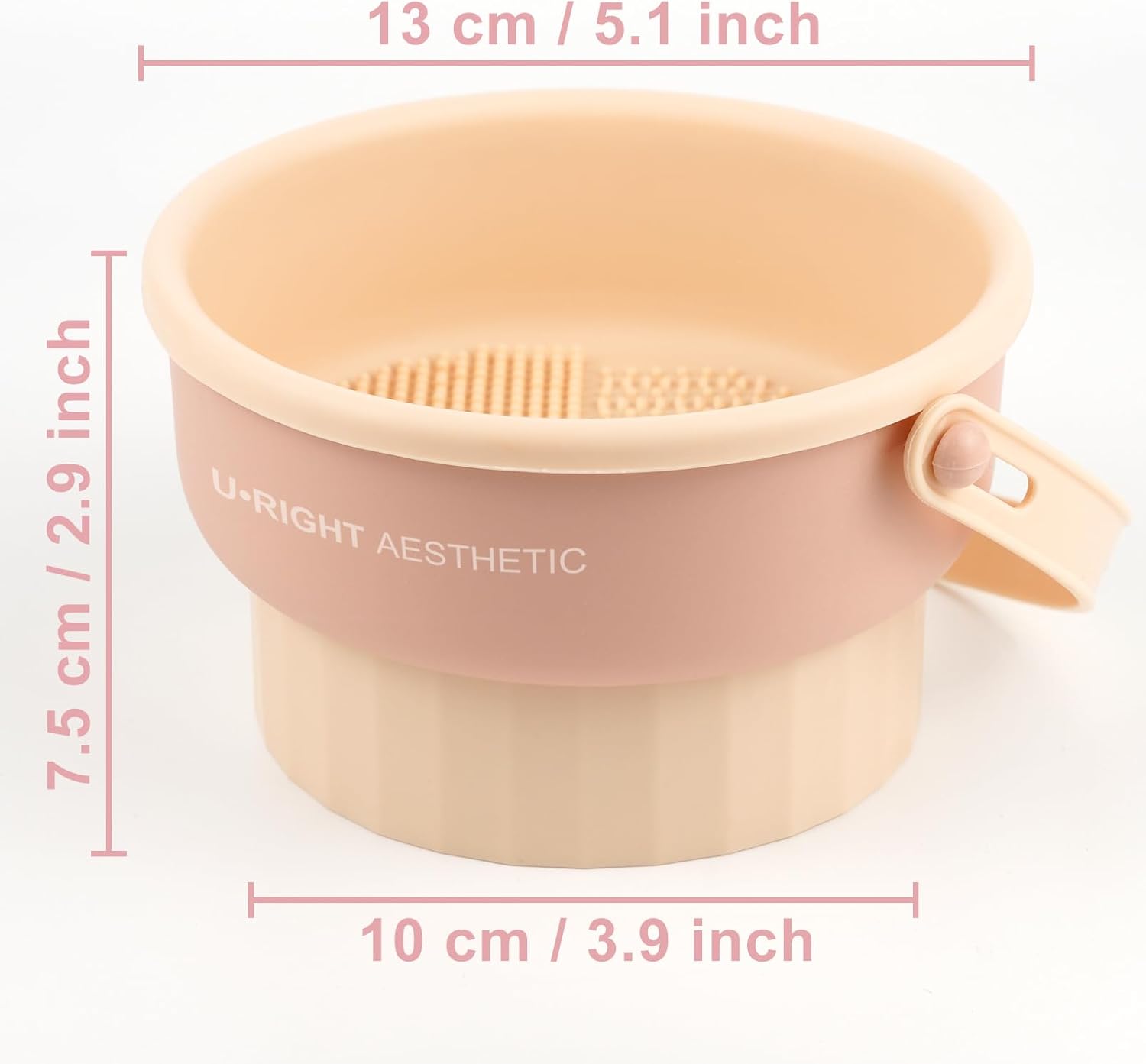 Makeup Brush Cleaner Mat 3 in 1 Silicone Makeup Brush Cleaning Bowl with Drying Holder Brush Cleaning Scrubber Tool Cosmetic Brush Cleaner with Holder for Storage Stand (Pink) - Image 5