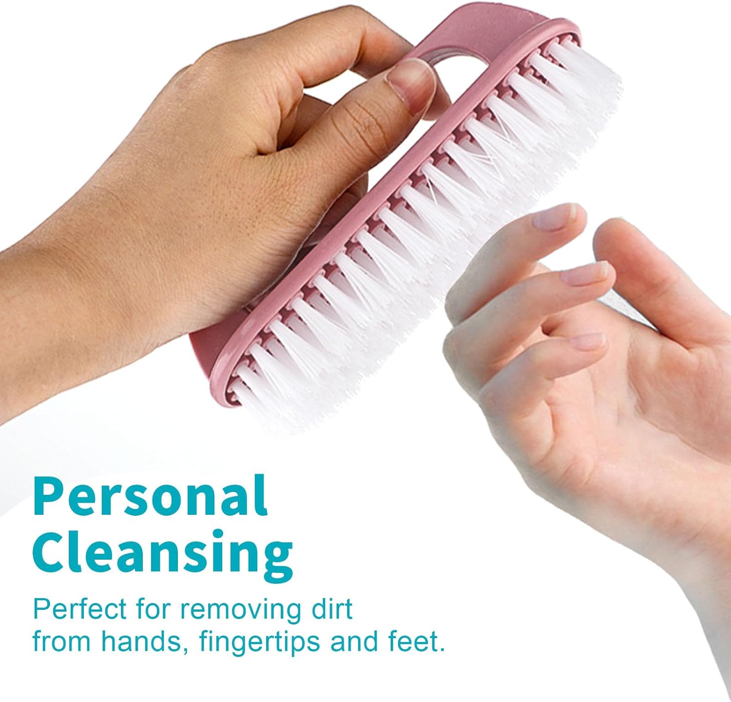 Hand Nail Cleaning Brush, 2 Pcs Durable Stiff Bristles Fingernails Scrub Cleaner with Handle(Pink, Green) - Image 2