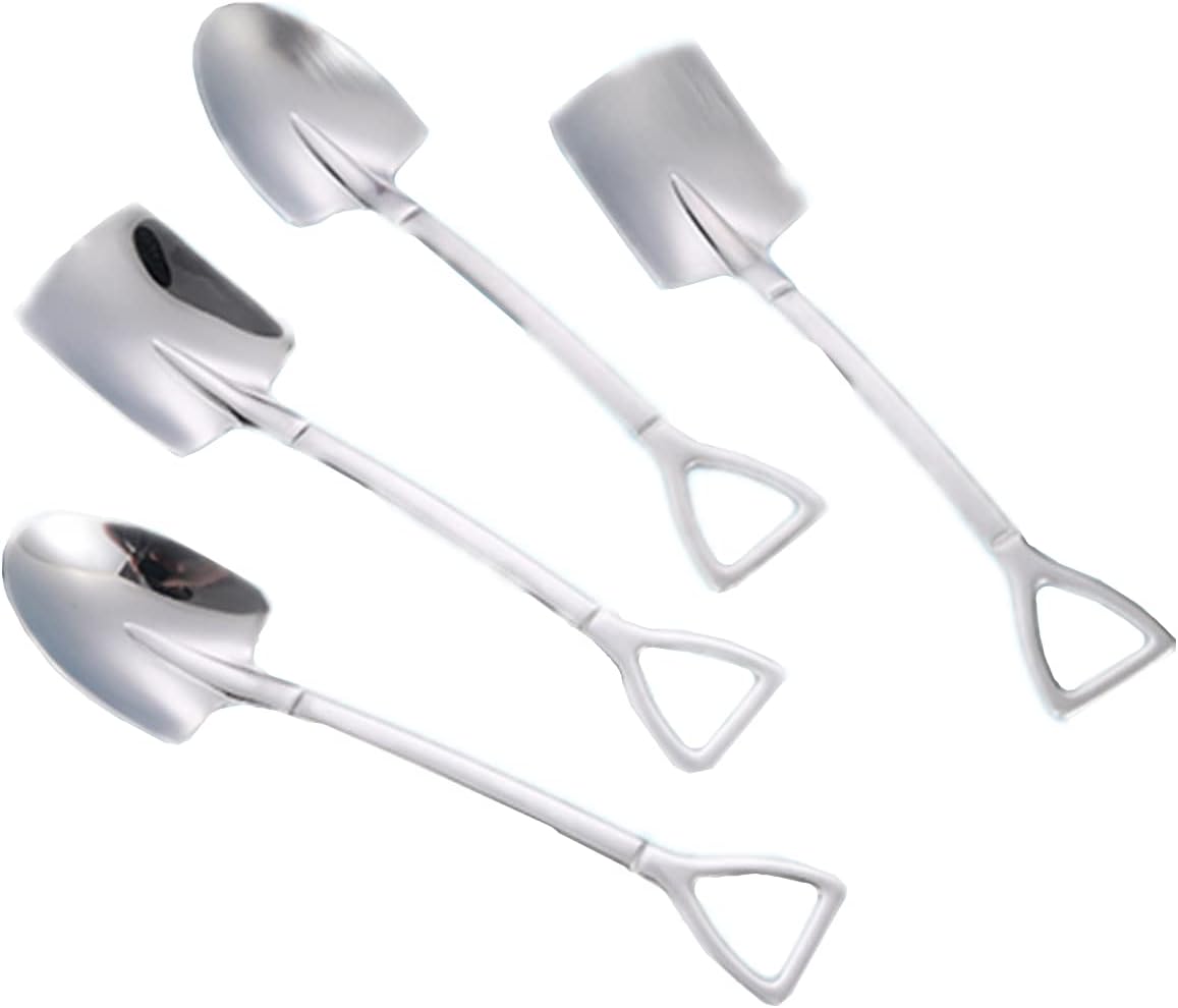 Fruit Dessert Shovel Spoons Set 4PCS, 6 inch Stainless Steel Mixed Dinner Teaspoon Spoons for Dessert Coffee Tea Ice Cream Fruit Cake for Home Kitchen Restaurant - Image 1