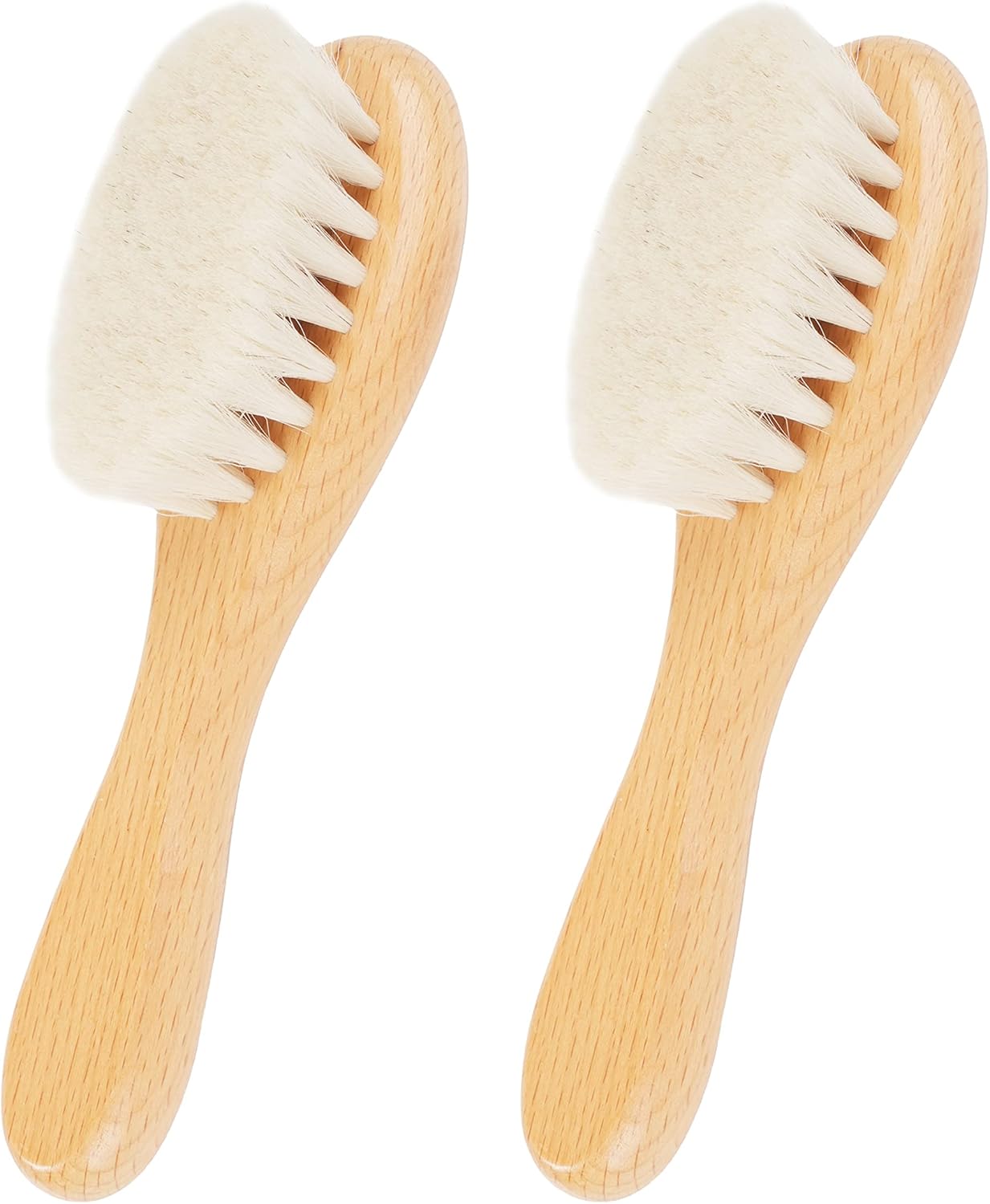 Baby Hair Brush, 2 Pcs Baby Hair Brush with Wooden Handle, Natural Soft Goat Bristles Cradle Cap Brush for Newborns & Toddlers - Image 1