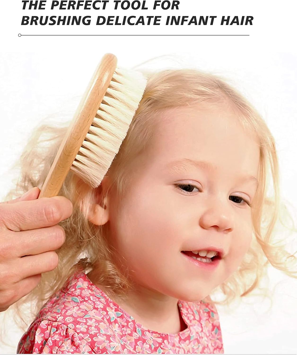 Baby Hair Brush, 2 Pcs Baby Hair Brush with Wooden Handle, Natural Soft Goat Bristles Cradle Cap Brush for Newborns & Toddlers - Image 6