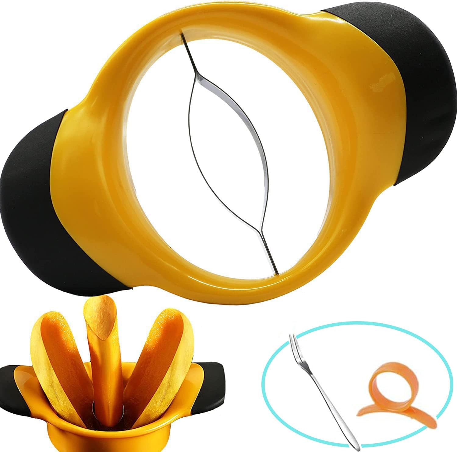 Sturdy Mango Slicer, Pit Remover Tool, Mango Splitter, Fruit Slicer Cutter Pitter, Mango Divider with Ergonomic Rubber Grip Handle, Easy Remove Pit and Divide - Image 1