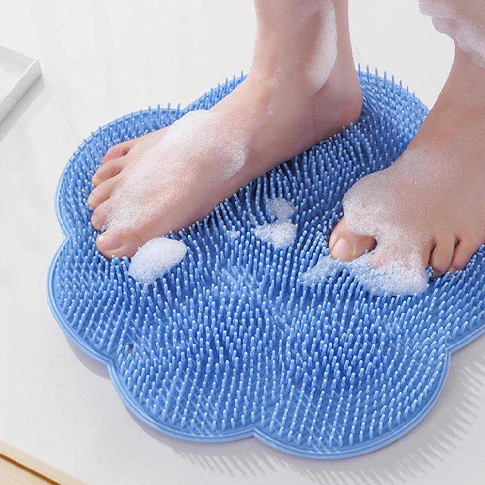 Shower Foot Scrubber Mat, Back Washer Exfoliating Bath Wash Pad, Wall Mounted Slip Suction Cups for Use in Cleaner Men and Women - Image 1