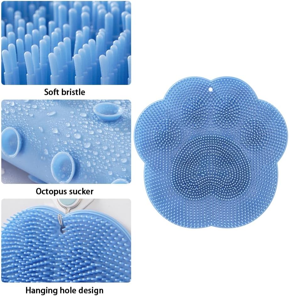 Shower Foot Scrubber Mat, Back Washer Exfoliating Bath Wash Pad, Wall Mounted Slip Suction Cups for Use in Cleaner Men and Women - Image 3