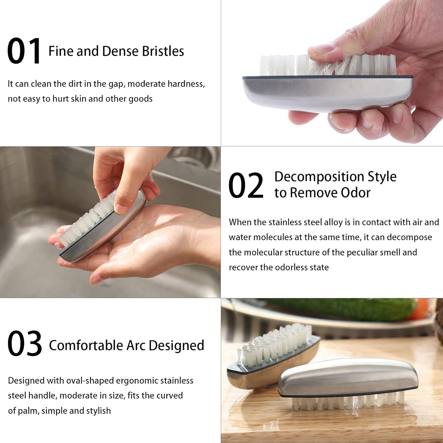 4 Pieces Nail Cleaning Brush,  Stainless Steel Fingernail Hand Scrubbing Brushes for Nails Toes Pedicure Nail Cleaning and Scrubbing - Image 3