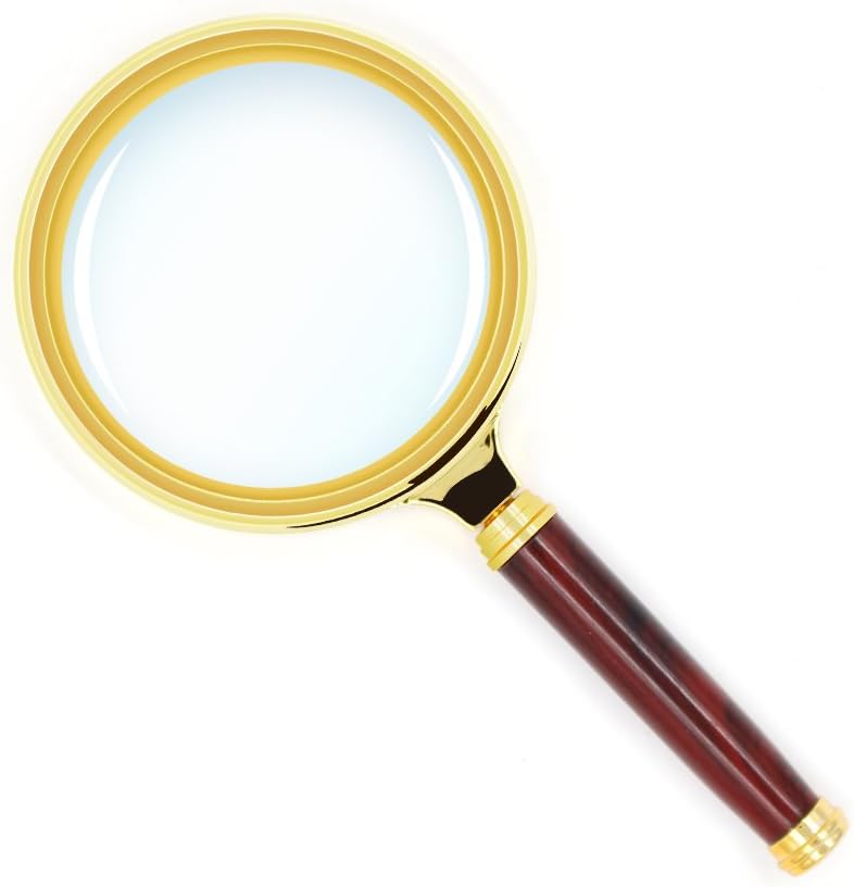 10X Handheld Magnifier Antique Mahogany Handle Magnifier Reading Magnifying Glass for Reading Book, Inspection, Coins, Insects, Rocks, Map, Crossword Puzzle - Image 1