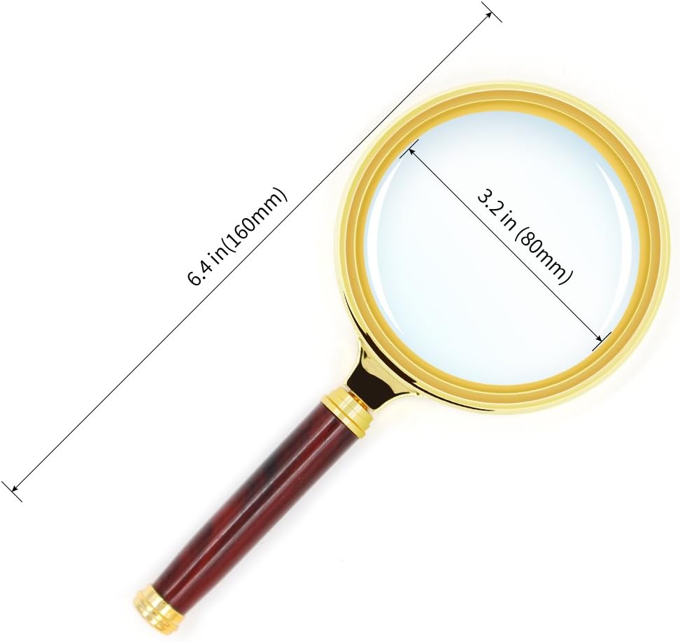 10X Handheld Magnifier Antique Mahogany Handle Magnifier Reading Magnifying Glass for Reading Book, Inspection, Coins, Insects, Rocks, Map, Crossword Puzzle - Image 2