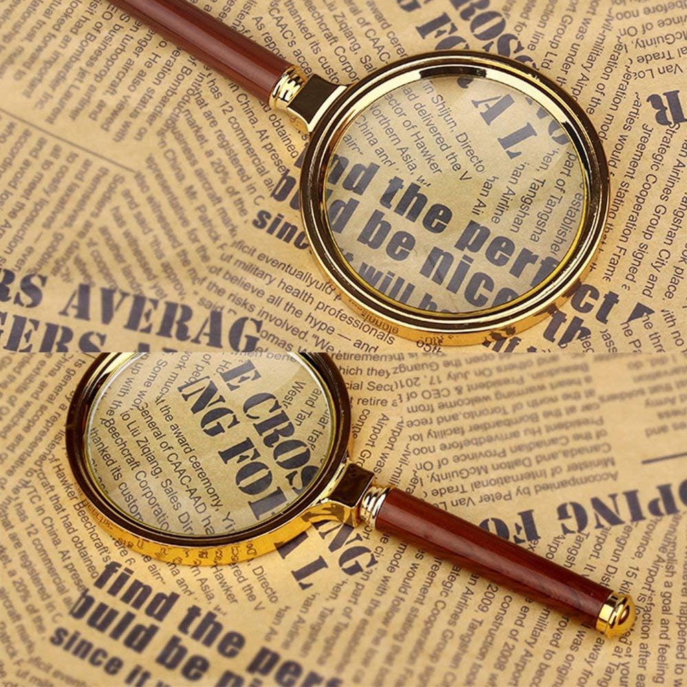 10X Handheld Magnifier Antique Mahogany Handle Magnifier Reading Magnifying Glass for Reading Book, Inspection, Coins, Insects, Rocks, Map, Crossword Puzzle - Image 5
