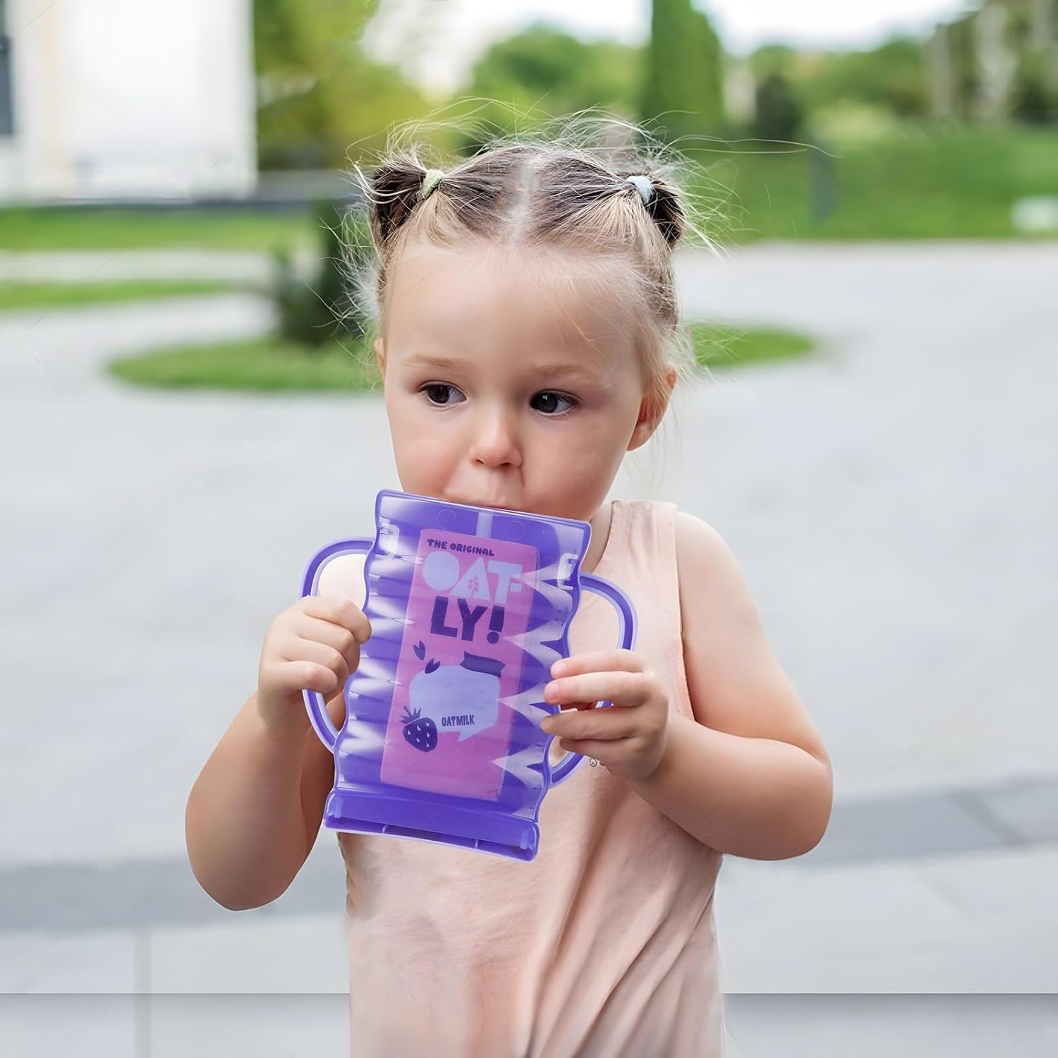 2 Pack Pouch Holder No Squeeze, Baby Food Pouch Juice Boxe Holder with Handle for Food Pouches and Drinks, Blue/Purple - Image 5
