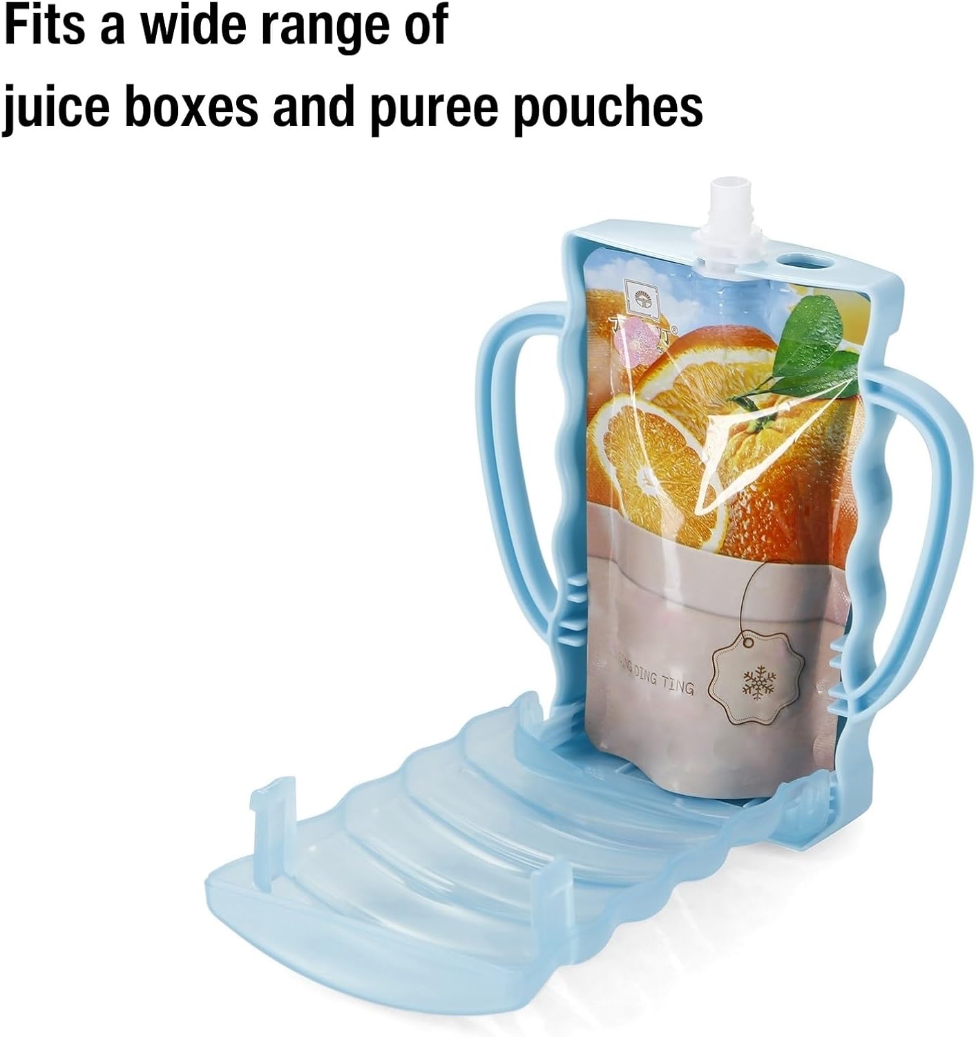 2 Pack Pouch Holder No Squeeze, Baby Food Pouch Juice Boxe Holder with Handle for Food Pouches and Drinks, Blue/Purple - Image 6