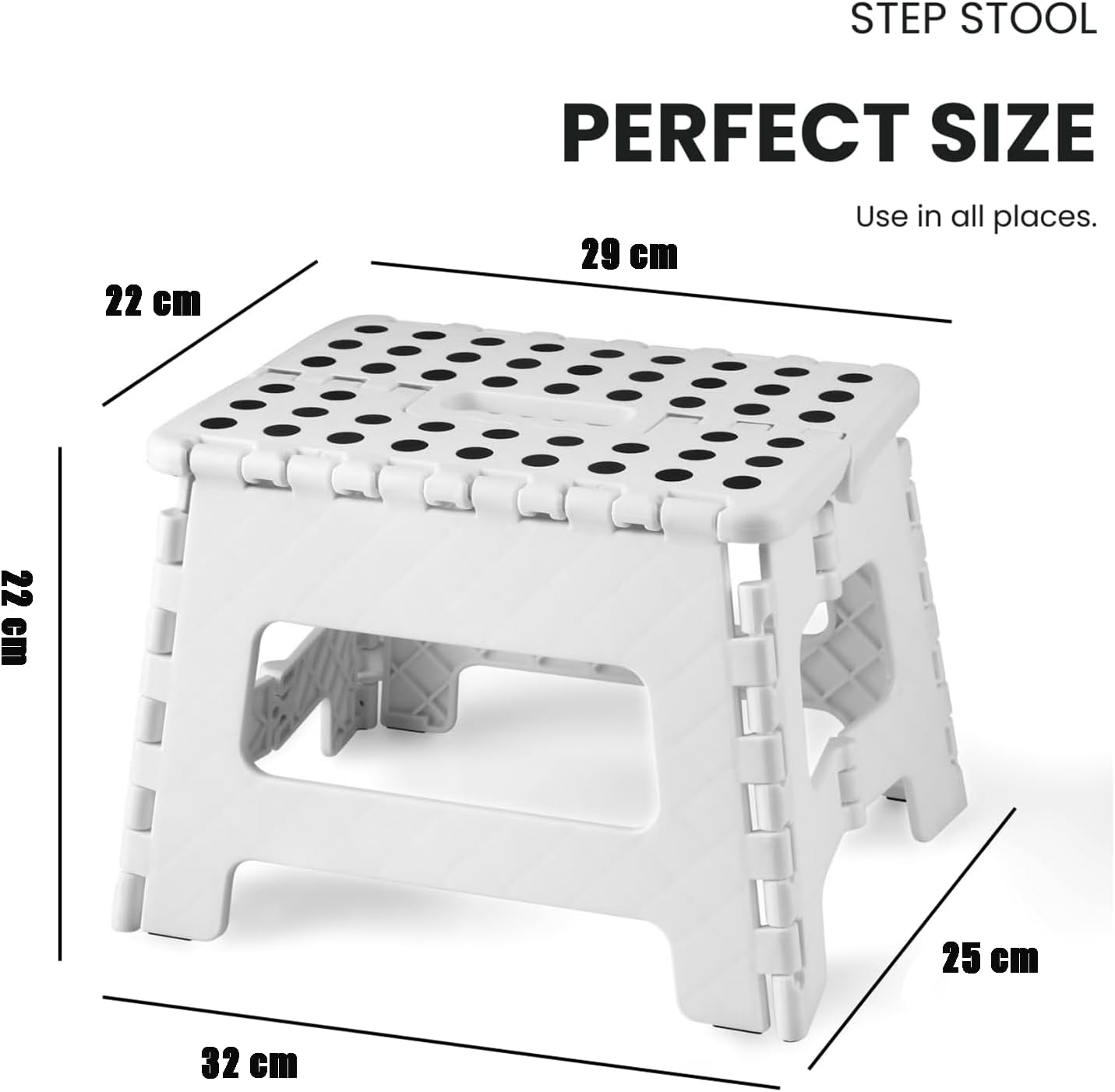 Folding Step Stool, 9 Inch Lightweight Foldable Stool Kids Step Stool for Kitchen Bathroom Home Bedroom, Sturdy Kid Foot Stepping Stool, White - Image 2